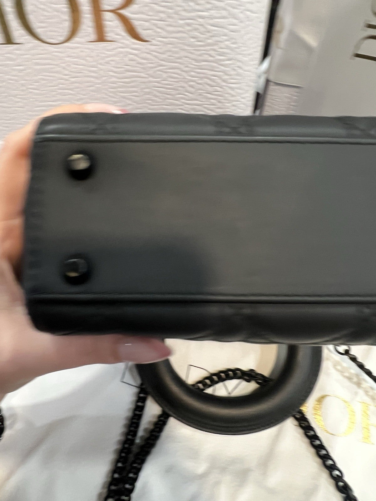 Christian Dior Matte Black Cannage Mini Lady Bag Box Duster Receipt Retail $5500