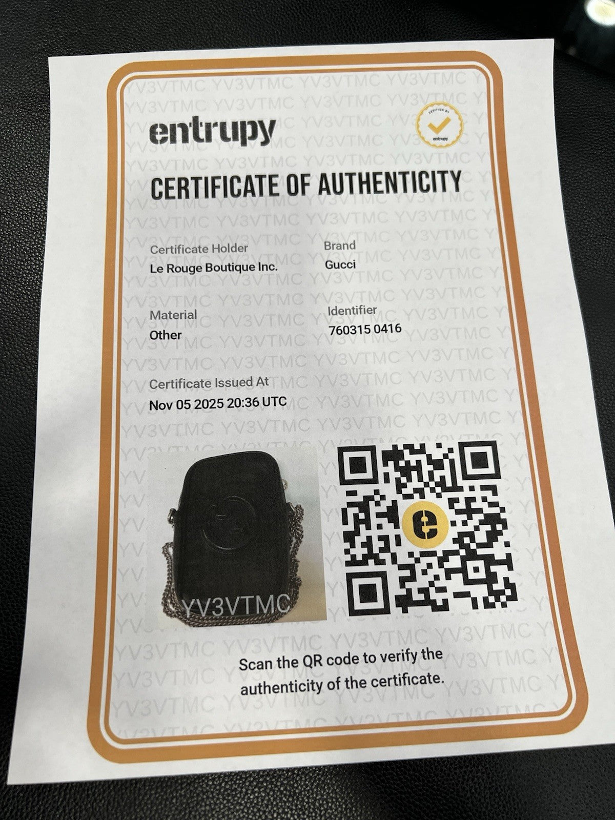 Gucci Mini Blondie Vertical Black Chain Bag With Authenticity