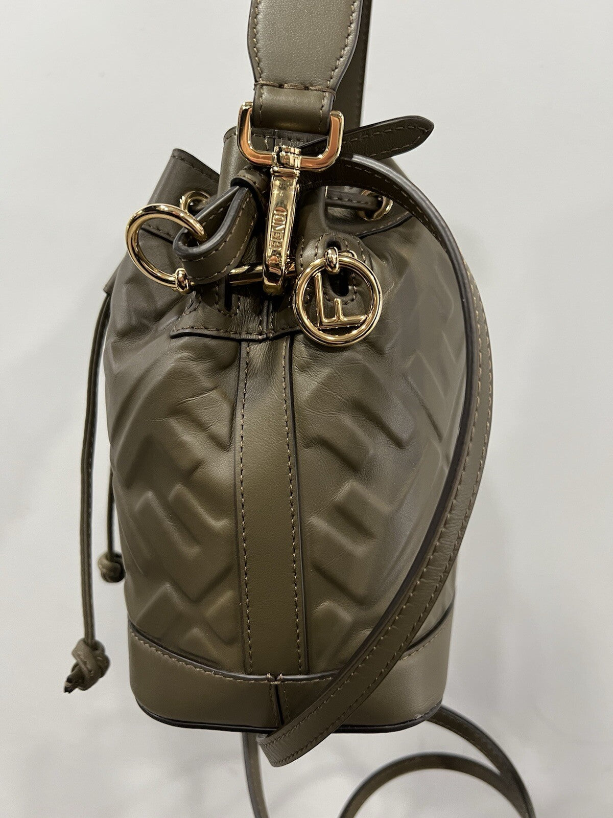 Fendi Forest Green Mon Tresor Bucket Bag W/Duster Retail $1950