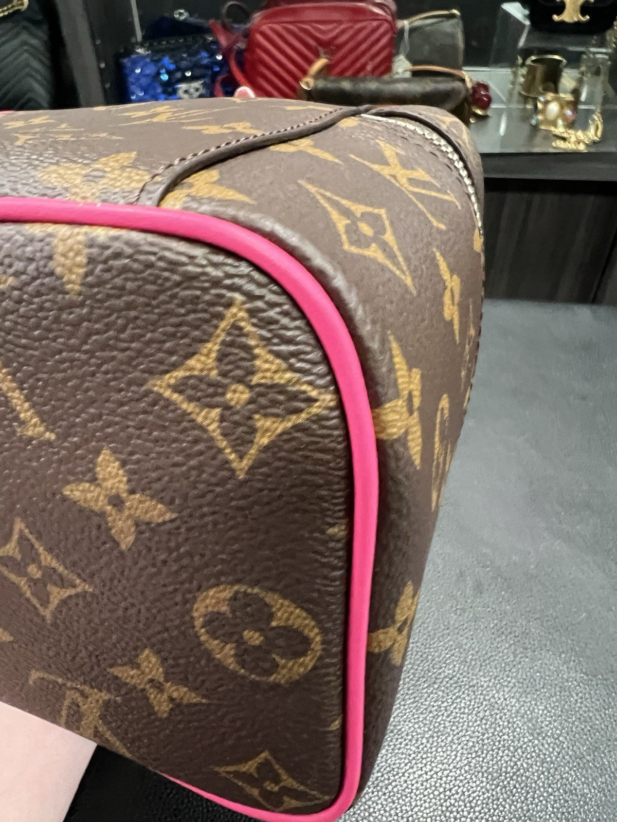 Louis Vuitton BB Nice Monogram & Pink Bag With Box Duster & Certificate