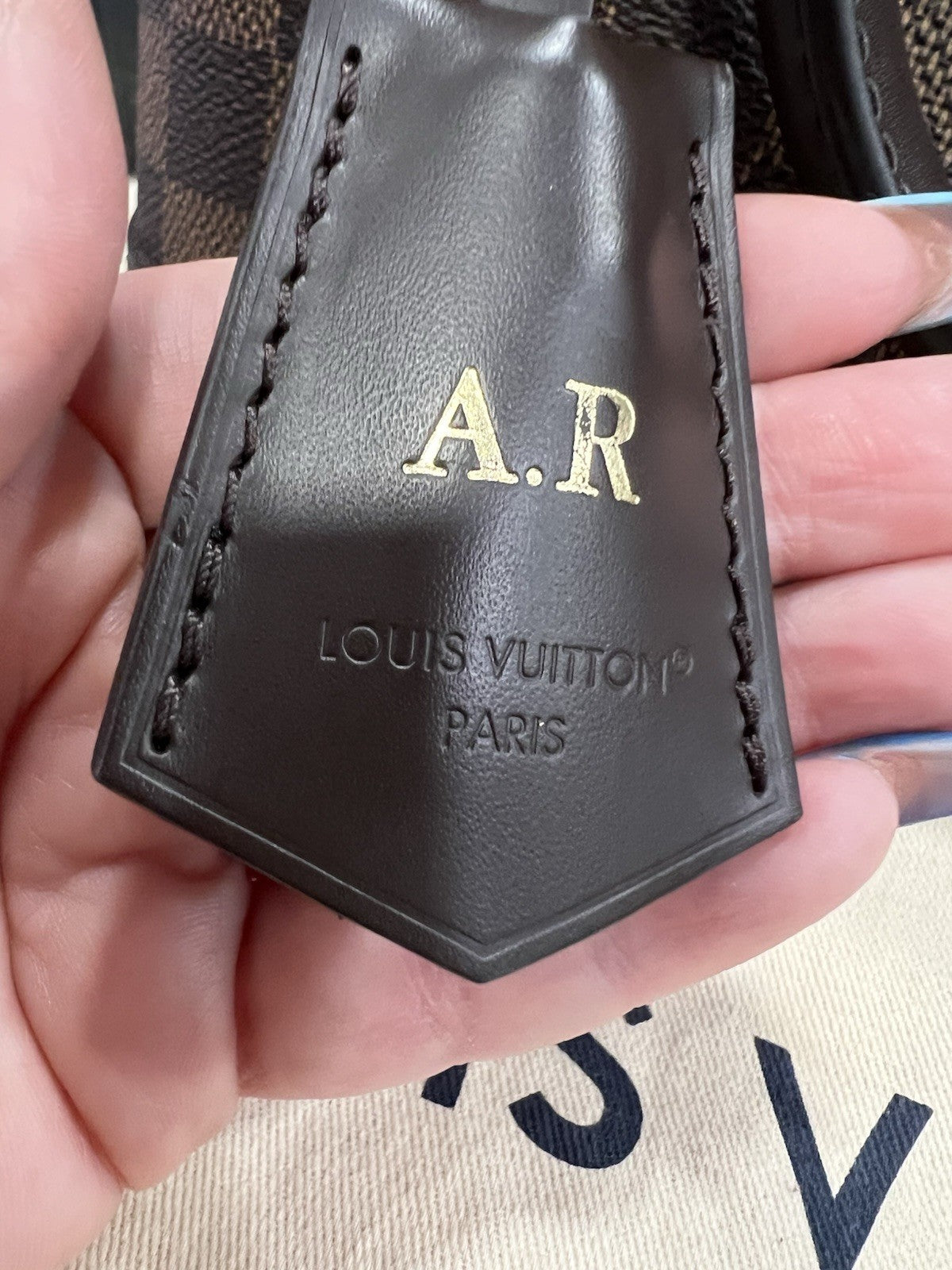 Louis Vuitton Damier Ebene Alma BB W/Lock Key & Duster (Monogrammed No Strap)