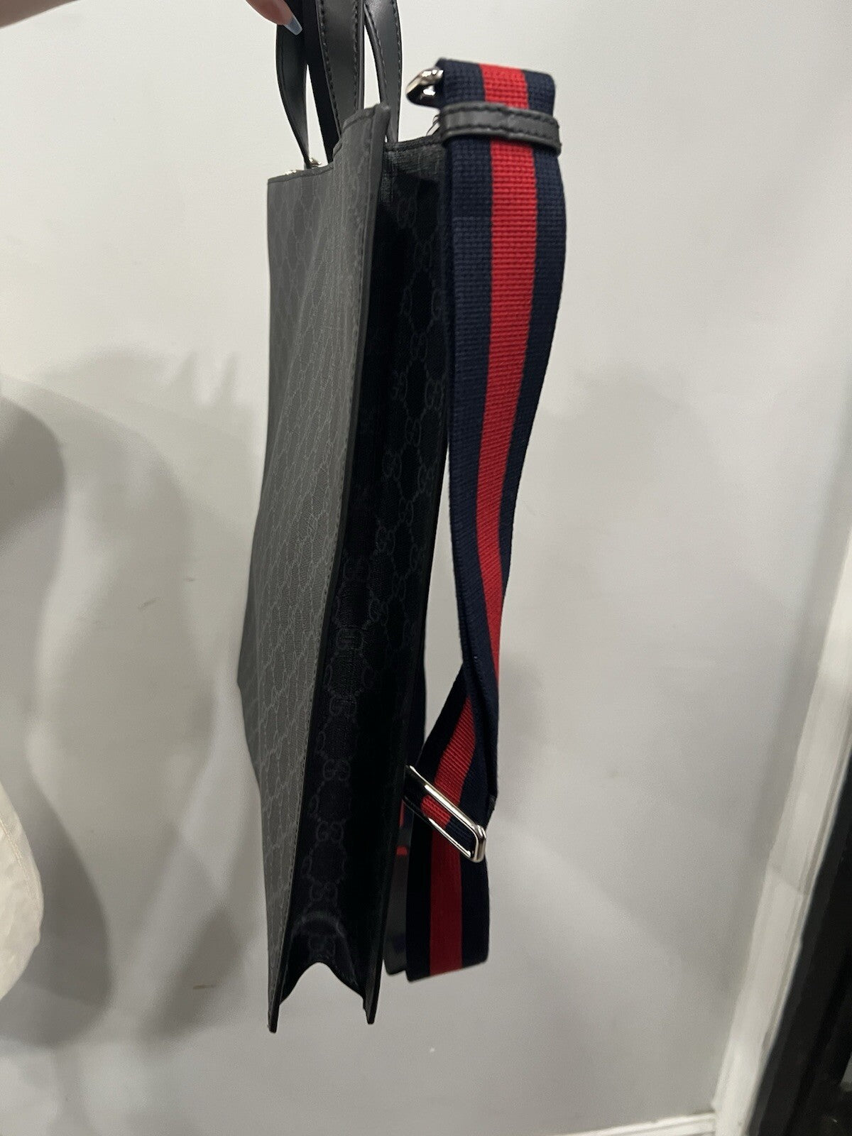 Gucci Black GG Supreme Large Messenger Tote Bag W/ COA