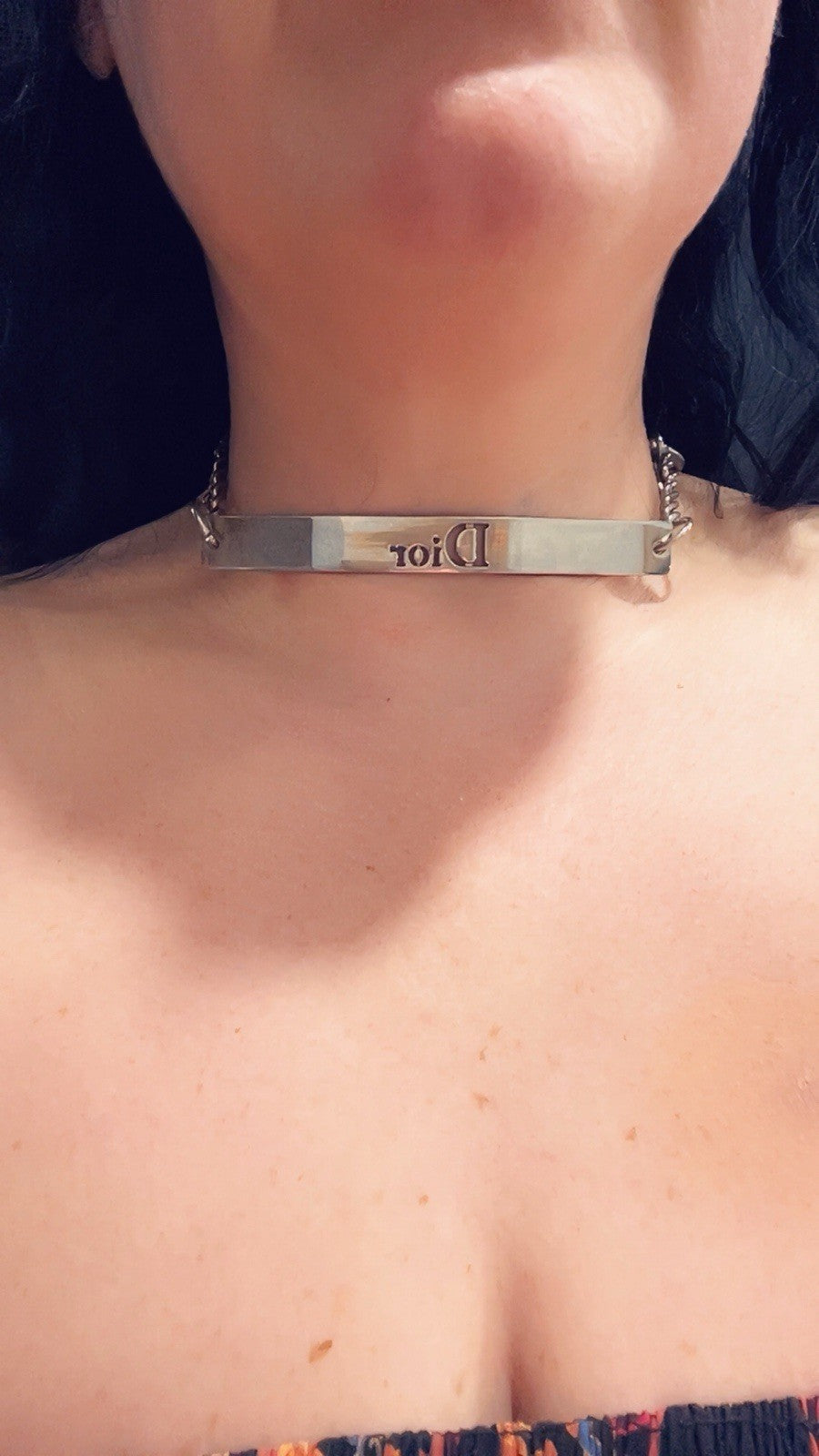 Christion Dior Logo Plate Choker AUTHENTIC