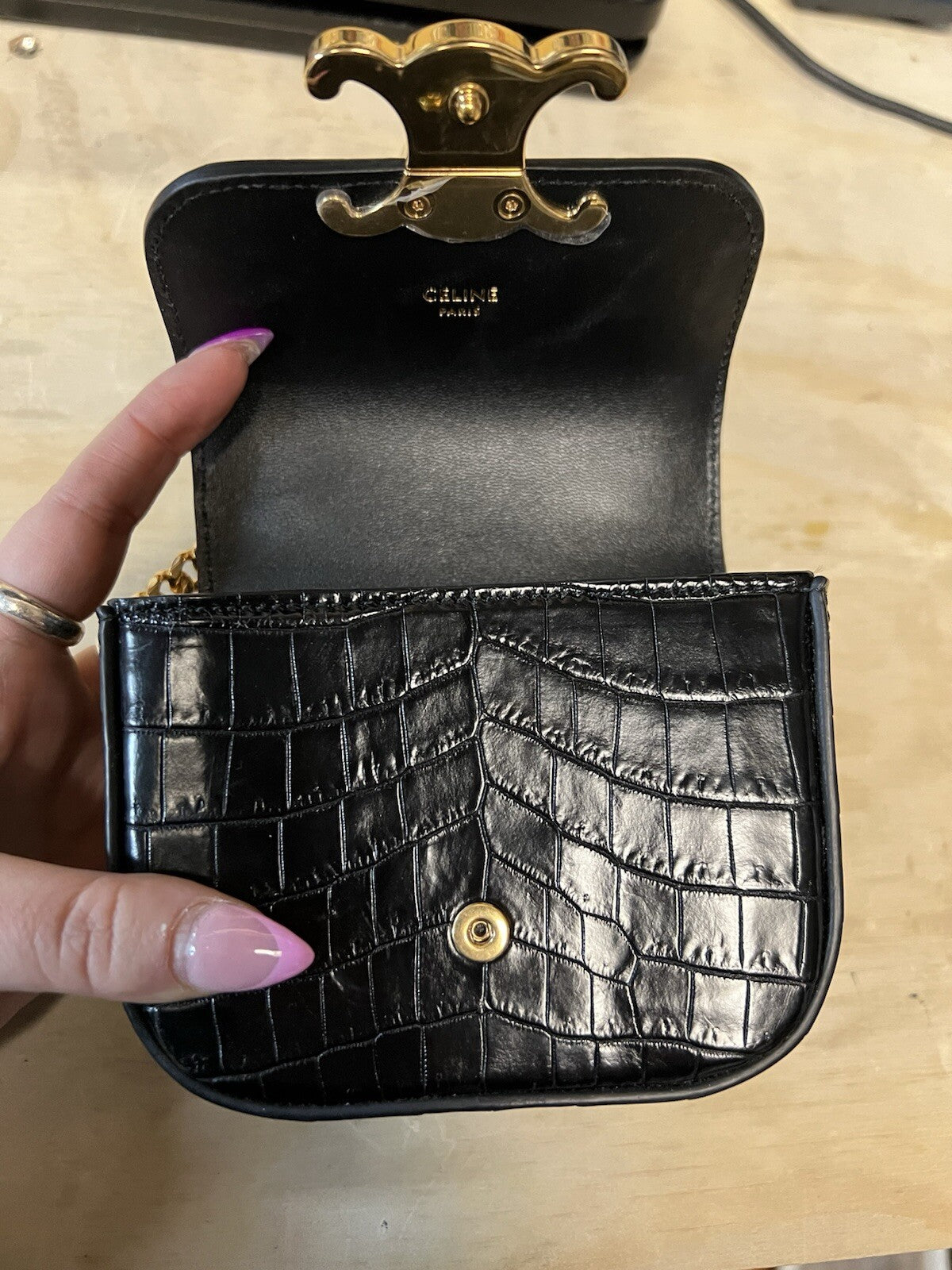 CELINE MINI CHAIN CLAUDE in NILOTICUS CROCODILE