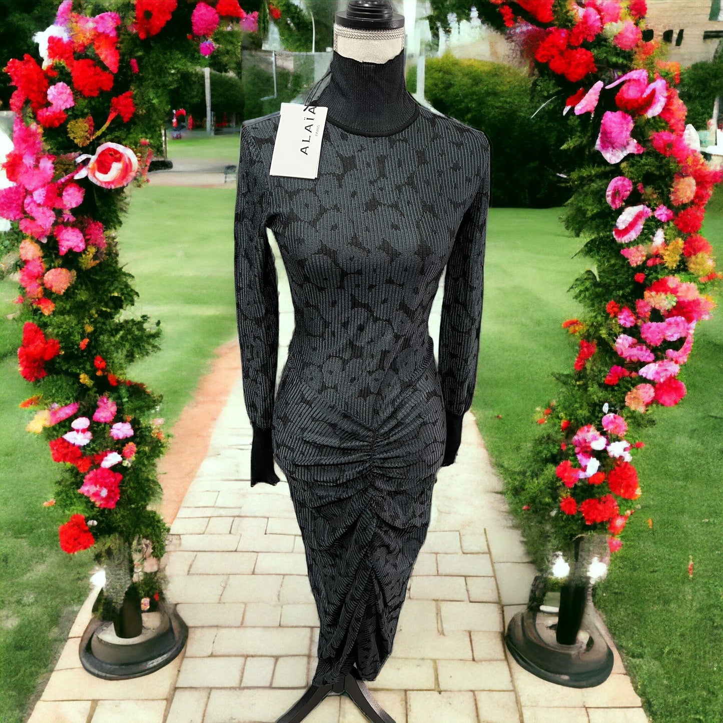 ALAIA Crinoline Jacquard Draped Dress Size 38/M NWT (Retail $2810)