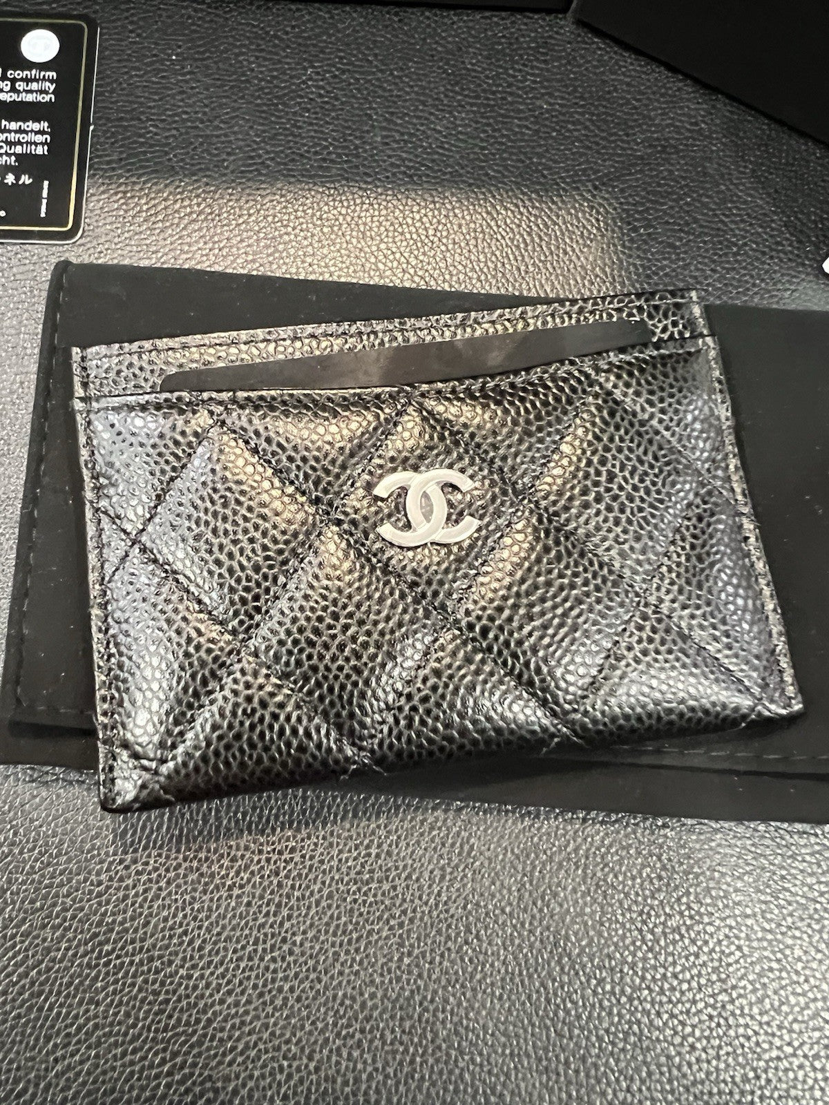 Chanel Caviar Card Wallet Box Duster & Shopping Bag Retail $525