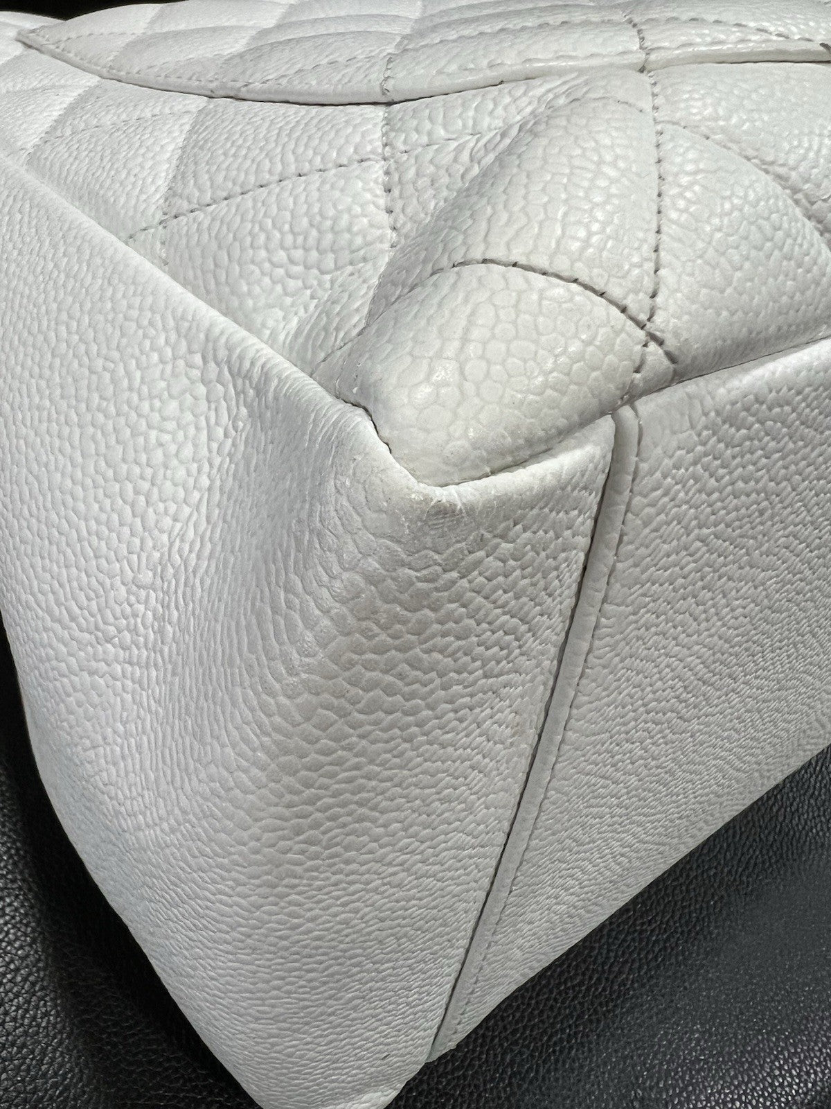 Chanel Caviar Quilted Grand Shopping Tote GST White W/Authenticity