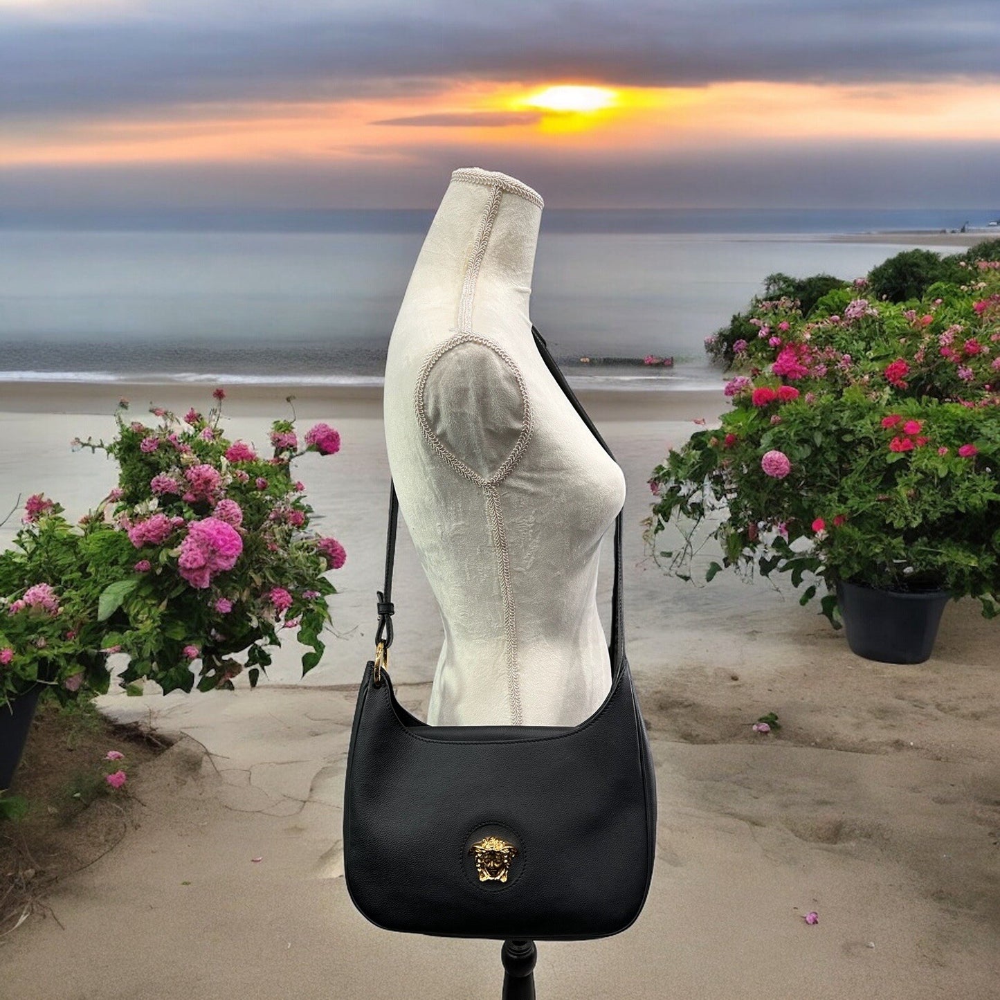 Versace Leather La Medusa Leather Crossbody Bag