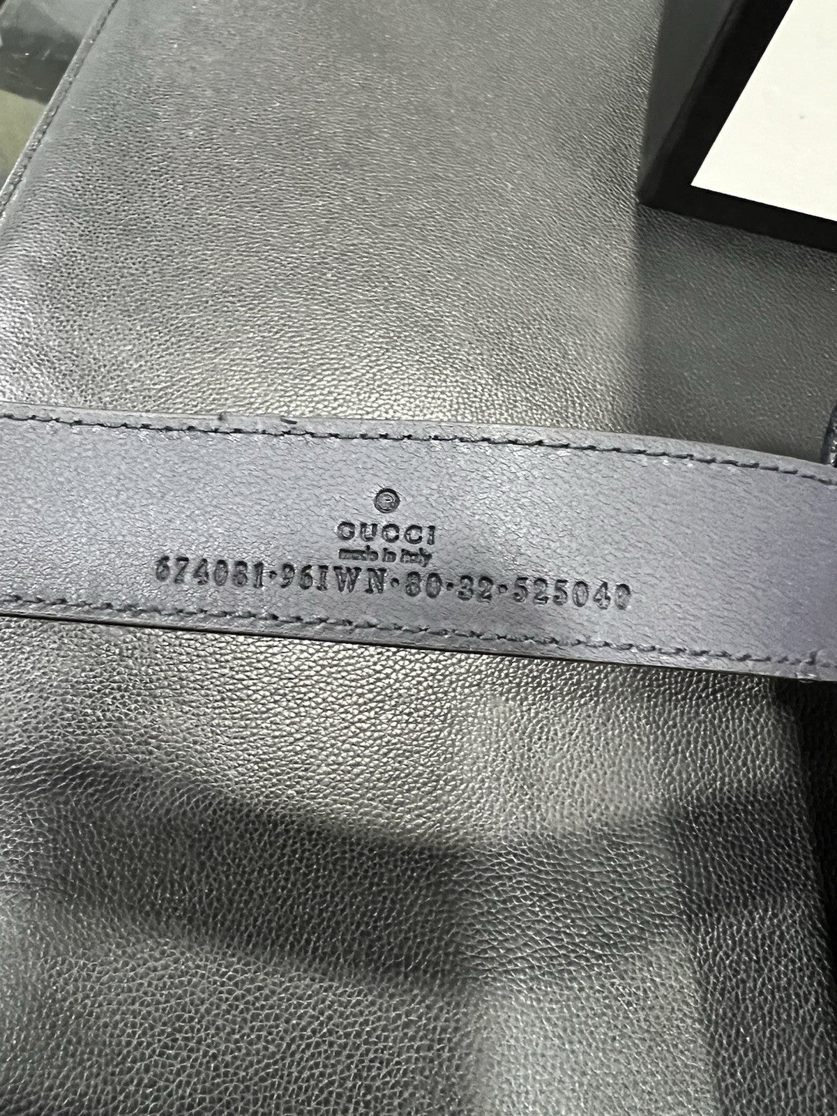 Gucci GG Supreme Navy Belt Bag Box & Authenticity Size 32"