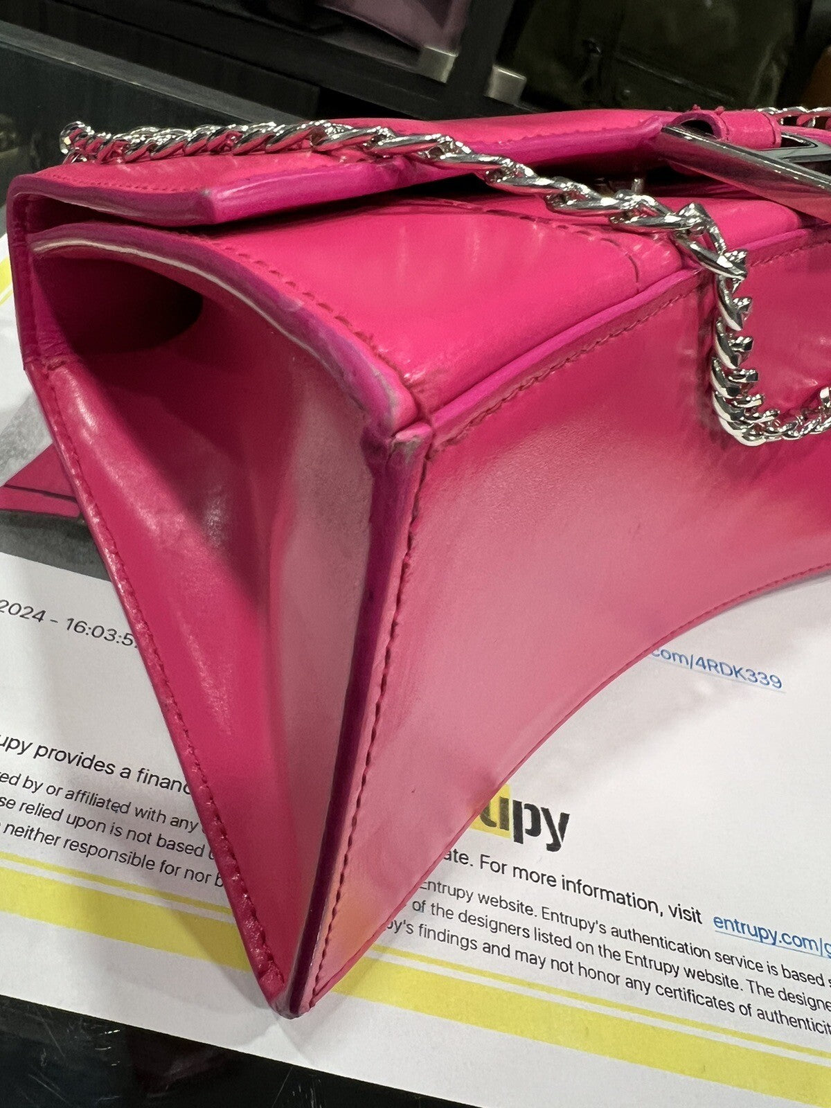 Balenciaga Hot Pink/Silver Small Hourglass Bag
