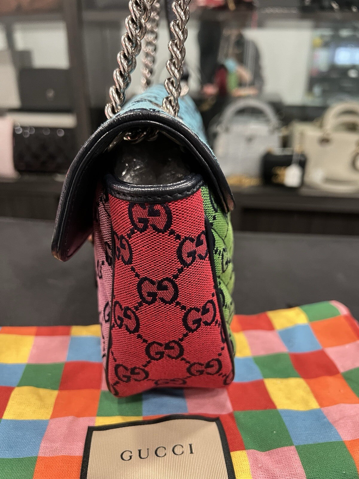 Gucci GG Marmont Flap Bag Diagonal Quilted GG Canvas Small LTD ED.