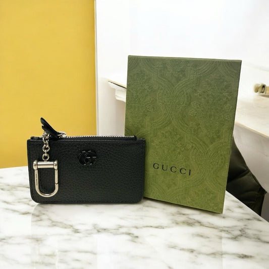 Gucci Marmont Leather Zipper Card Case Keychain