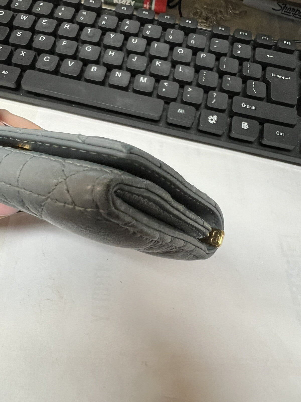 Dior Caro Glycine Wallet Cloud Blue Supple Cannage Calfskin