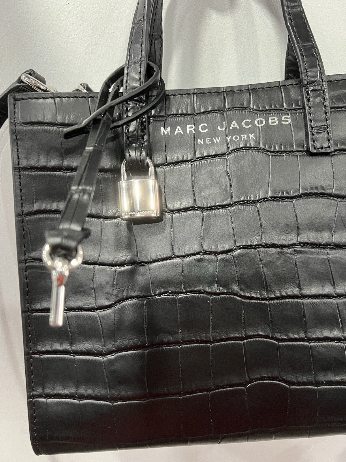 Marc Jacobs Croc Embossed Black Leather Tote NWT Retail $425