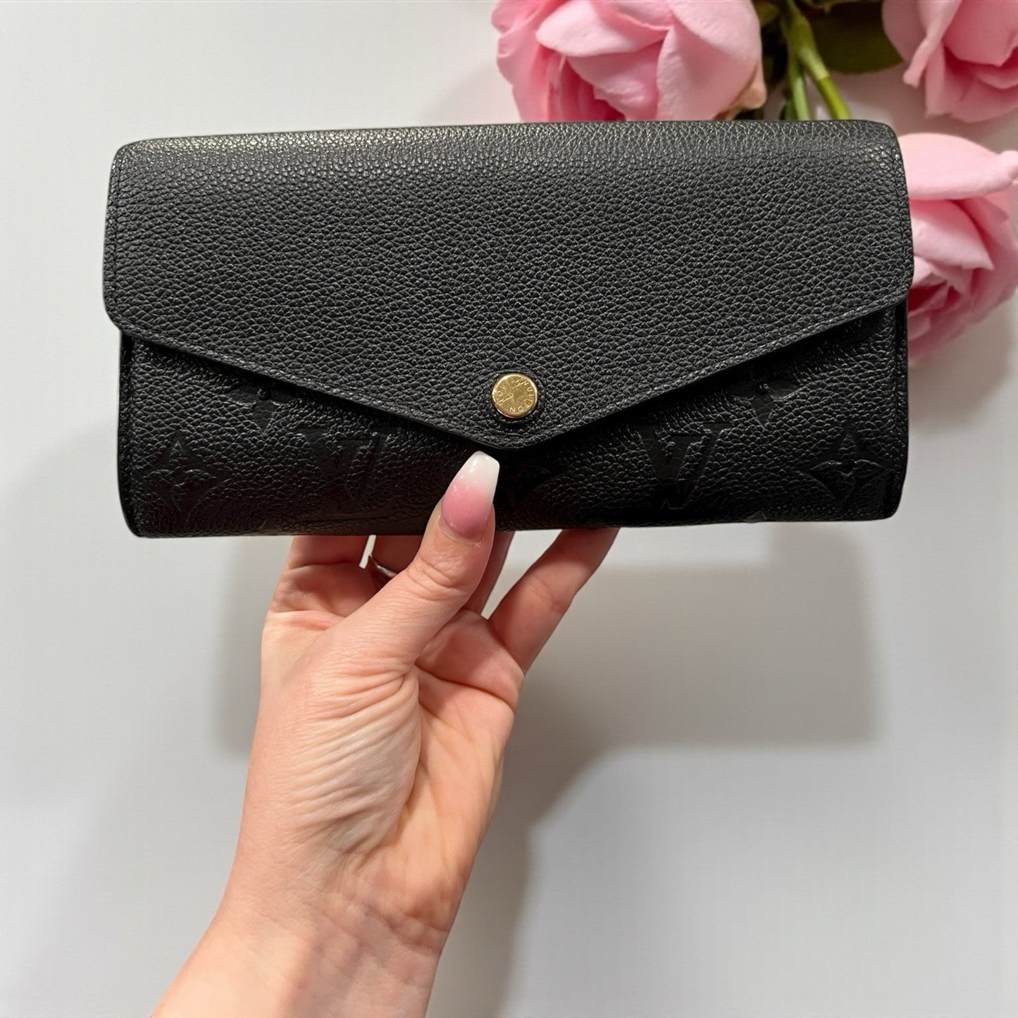 Louis Vuitton Empreinte Noir Sarah Wallet With Authenticity Retail $1030