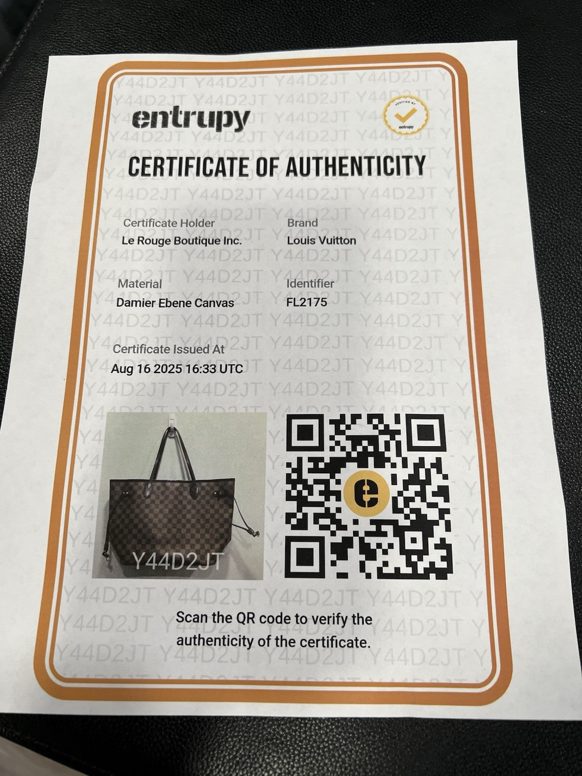 Louis Vuitton Damier Ebene Neverful MM W/Authenticity (NO INSERT)