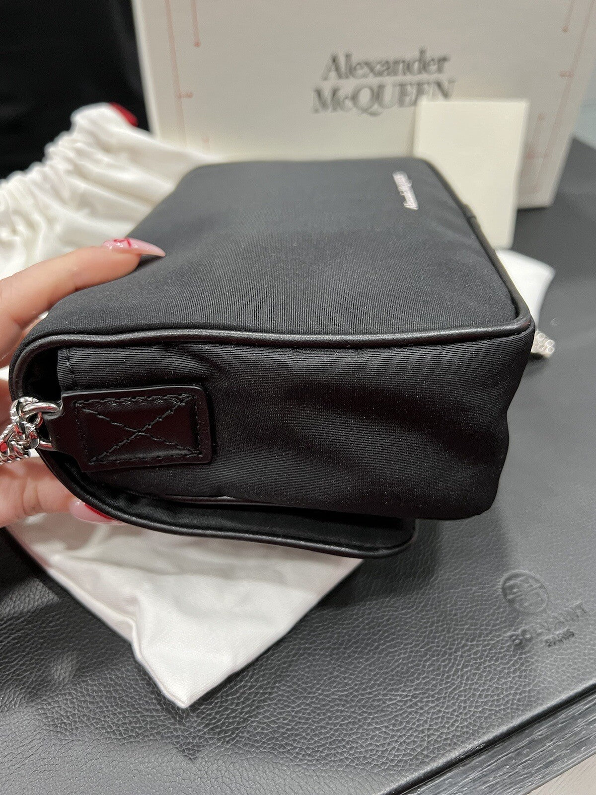 Alexander McQueen Black Nylon Skull/Logo Crossbody NIB (Retail $1295)