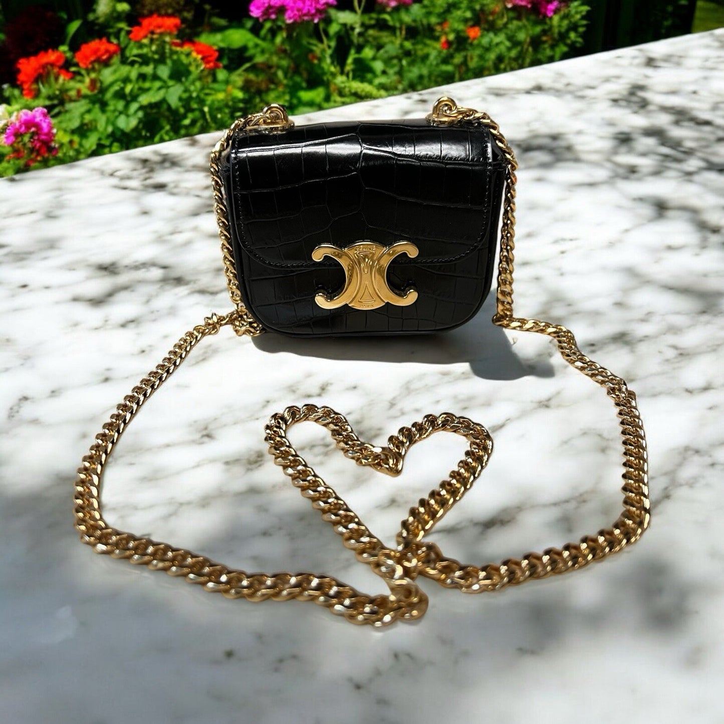 CELINE MINI CHAIN CLAUDE in NILOTICUS CROCODILE