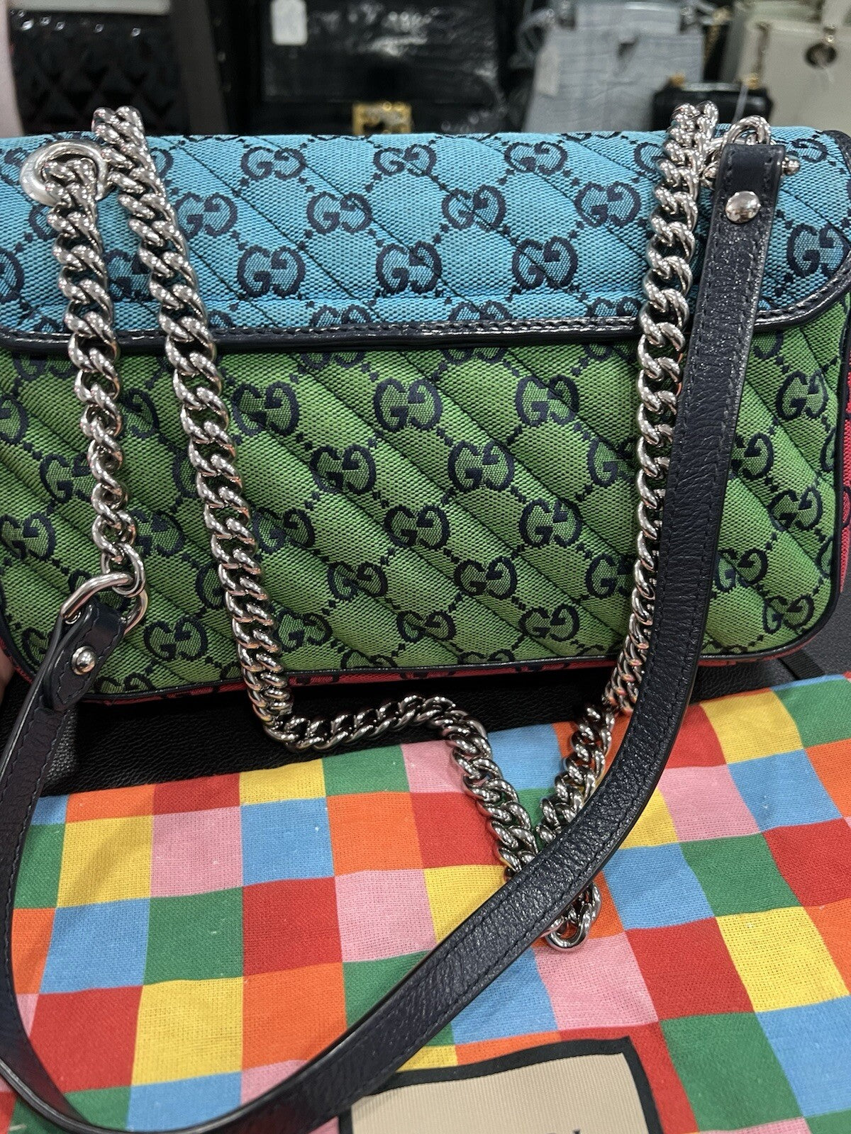 Gucci GG Marmont Flap Bag Diagonal Quilted GG Canvas Small LTD ED.