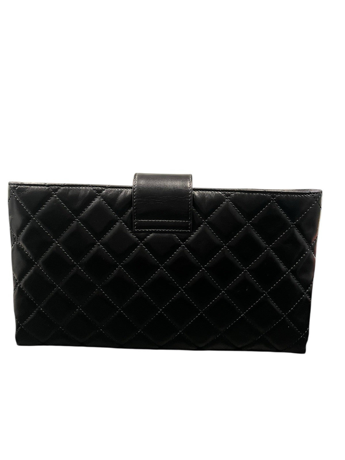 Chanel Black Quilted Pleats Clutch W/Authenticity & Duster