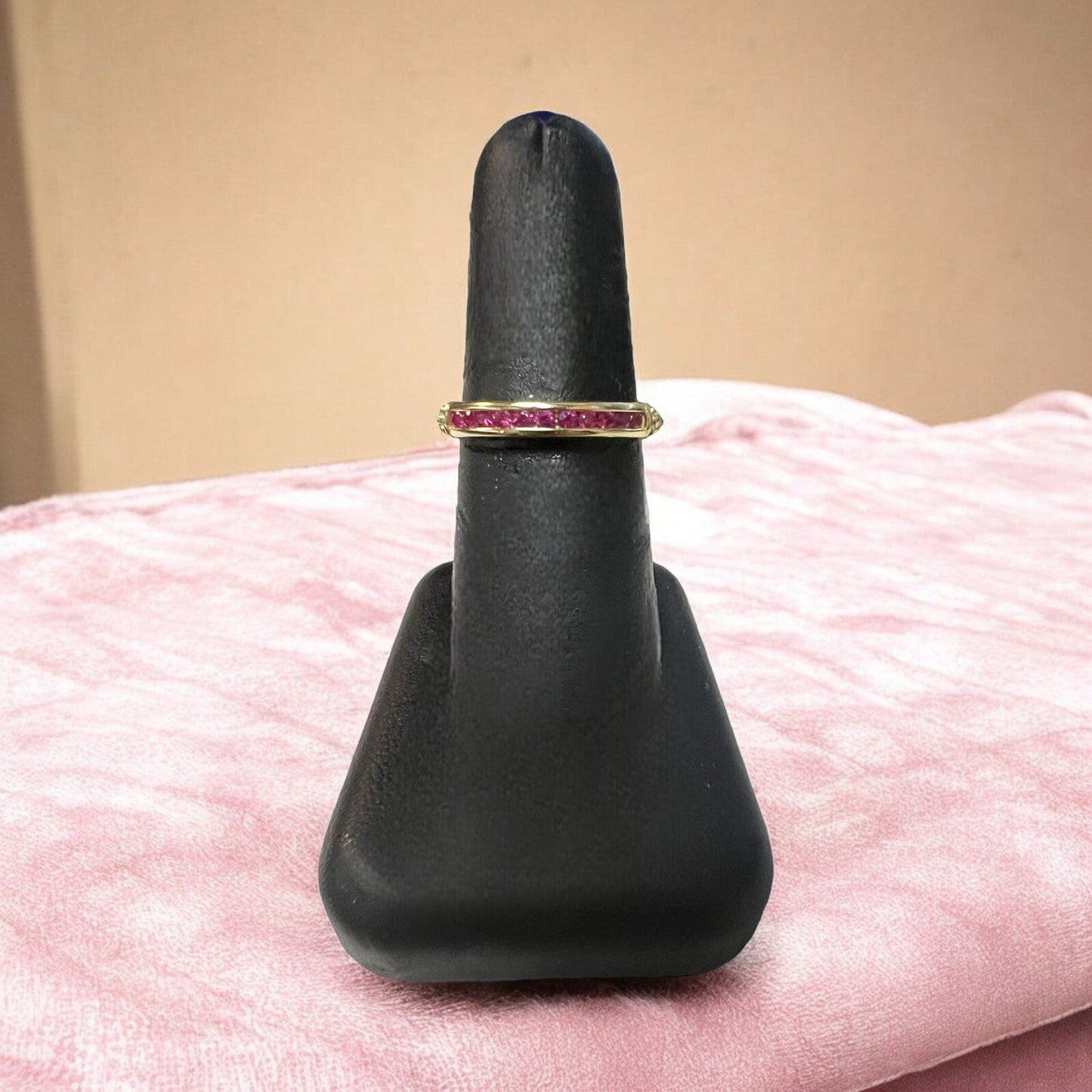 LAGOS 18k Gold Ruby Channel Set Ring Size 8 4.3g RARE