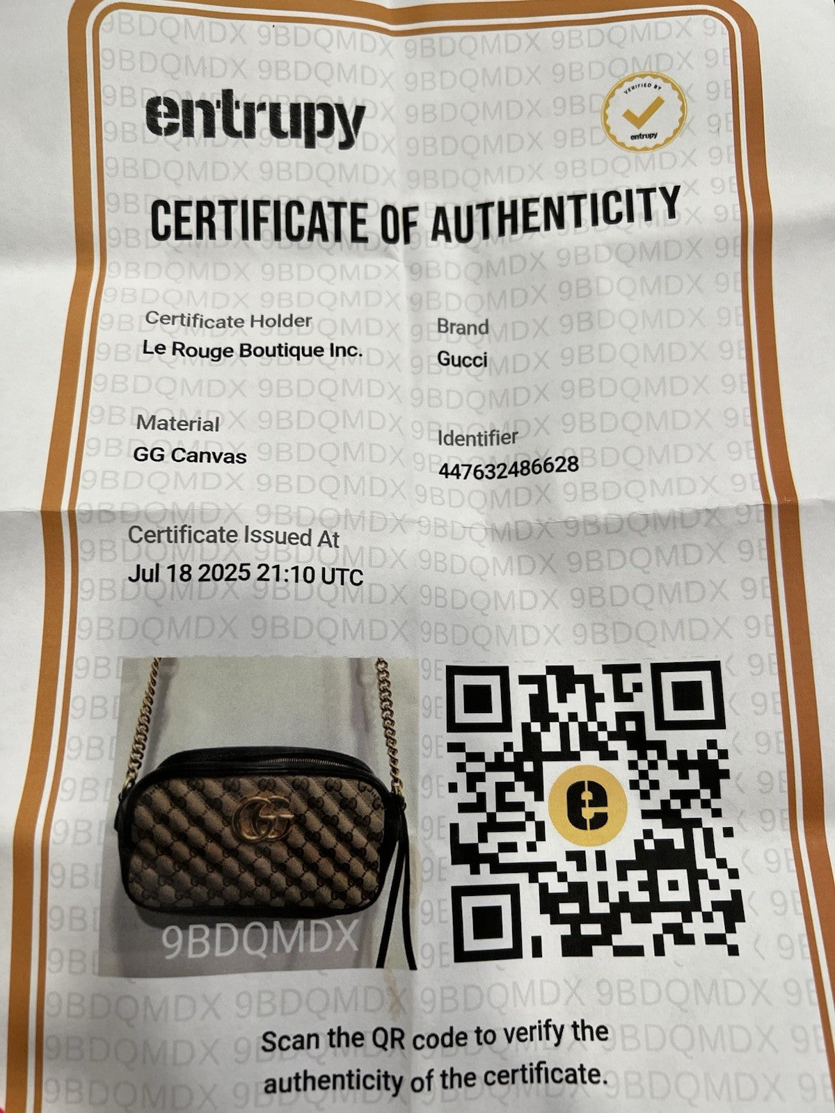 Gucci Marmont Monogram Black Leather Gold Hardware Crossbody W/Authenticity