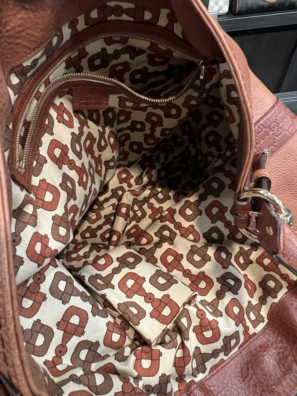 Gucci Leather Large Signoria Cognac Large Hobo Bag W/Authenticity