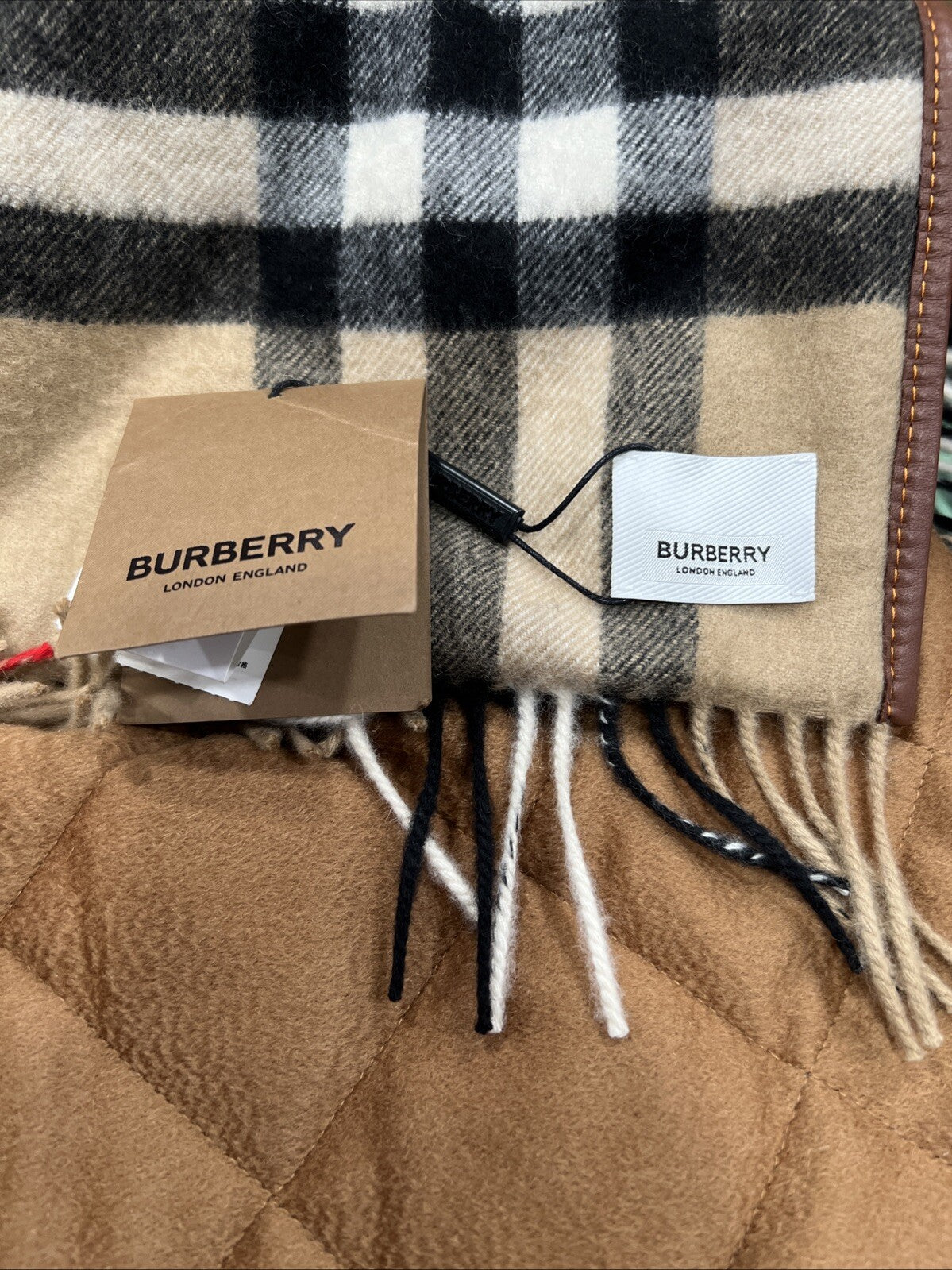 Burberry Quilted Giant Check Cashmere Scarf
