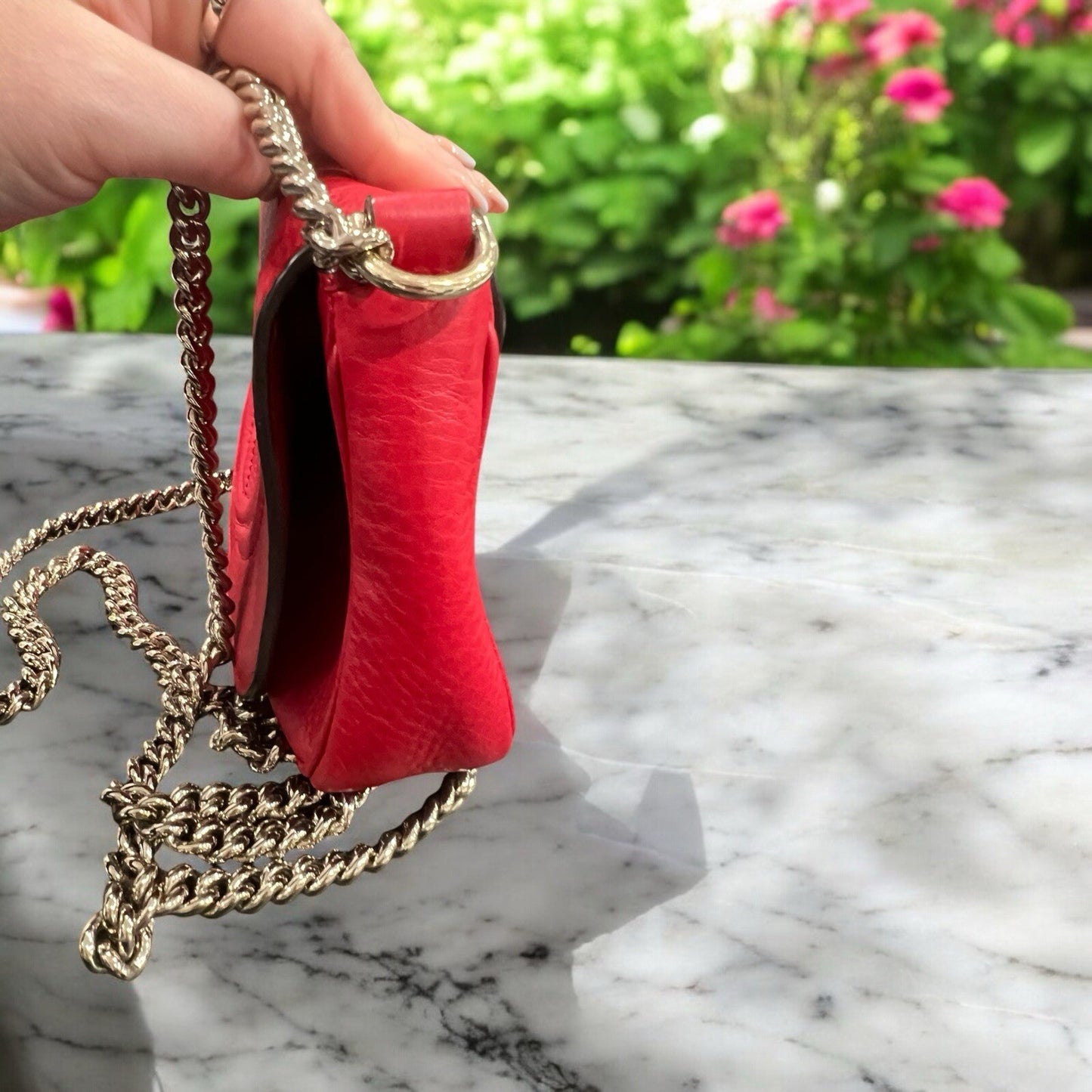 Gucci Red Leather Soho Mini Chain Bag With Certficate of Authenticity