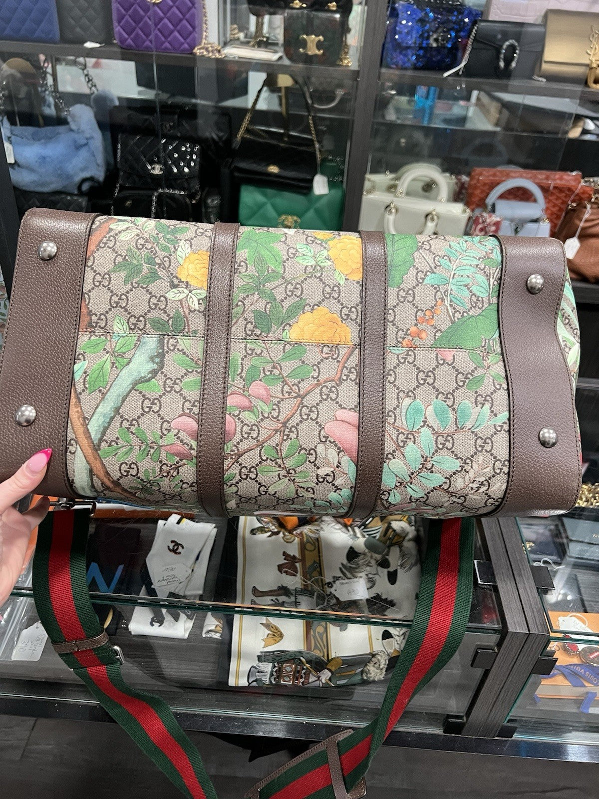 Gucci Supreme GG Tian Duffle Bag Limited Edition With Box lock key strap