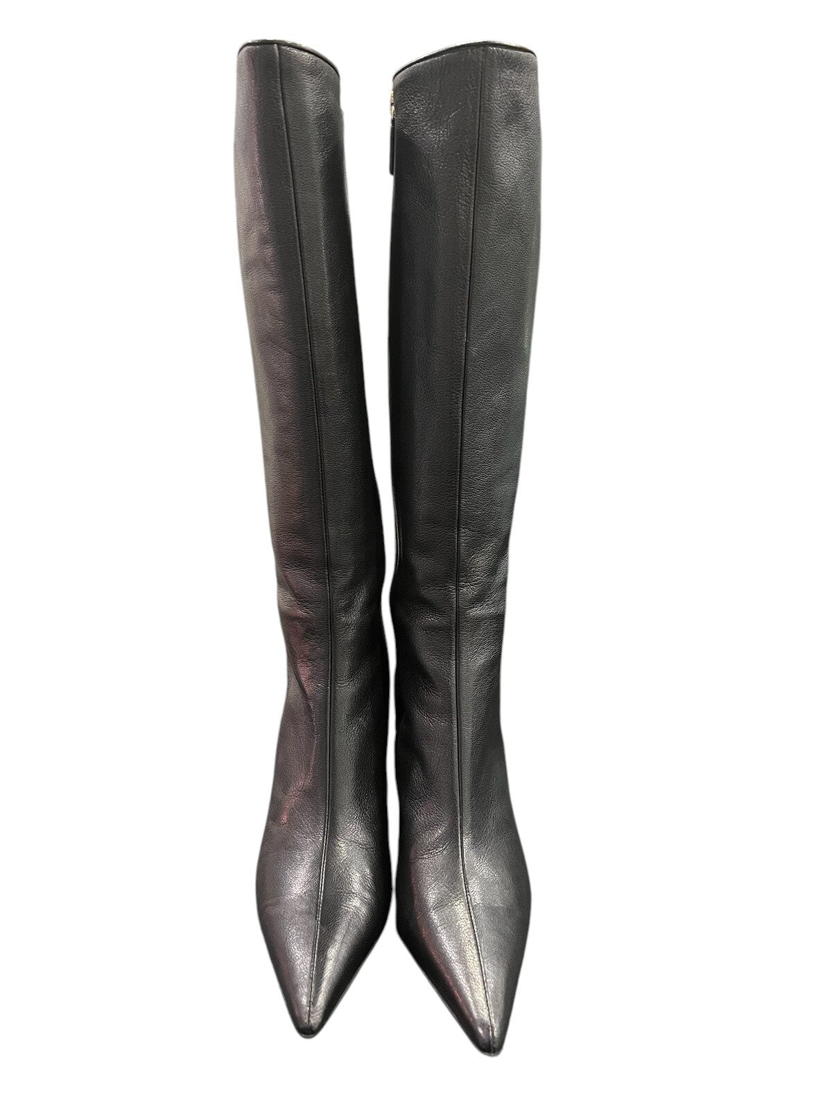 Gucci Black Leather Tall Point Toe Heeled Boots Size 9 B Retail $1690