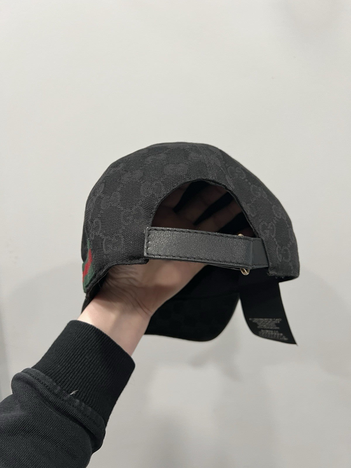 Gucci Original GG Black Canvas Monogram Web Baseball Hat