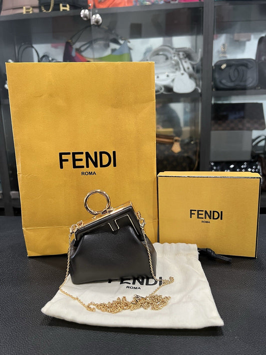 Fendi Nappa Nano Fendi First Bag Charm Chain Bag