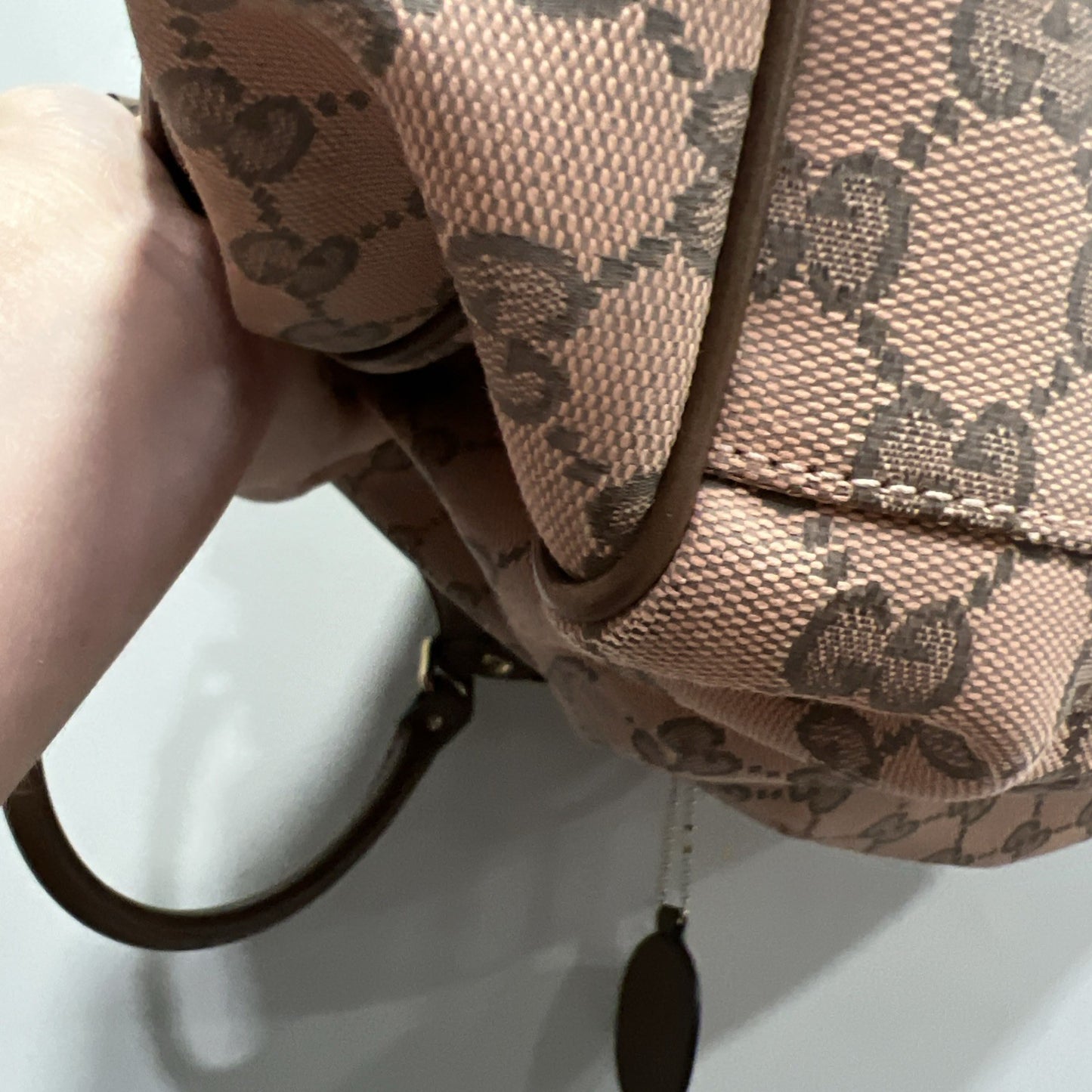 Gucci Pink/Grey Brown Canvas Limited Edition Sukey Tote RARE