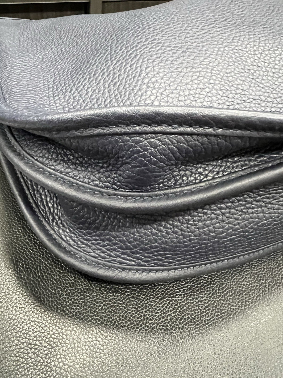 Hermes Evelyn III 40 TGM Togo Leather Dark  Blue With Authenticity Retail $4800