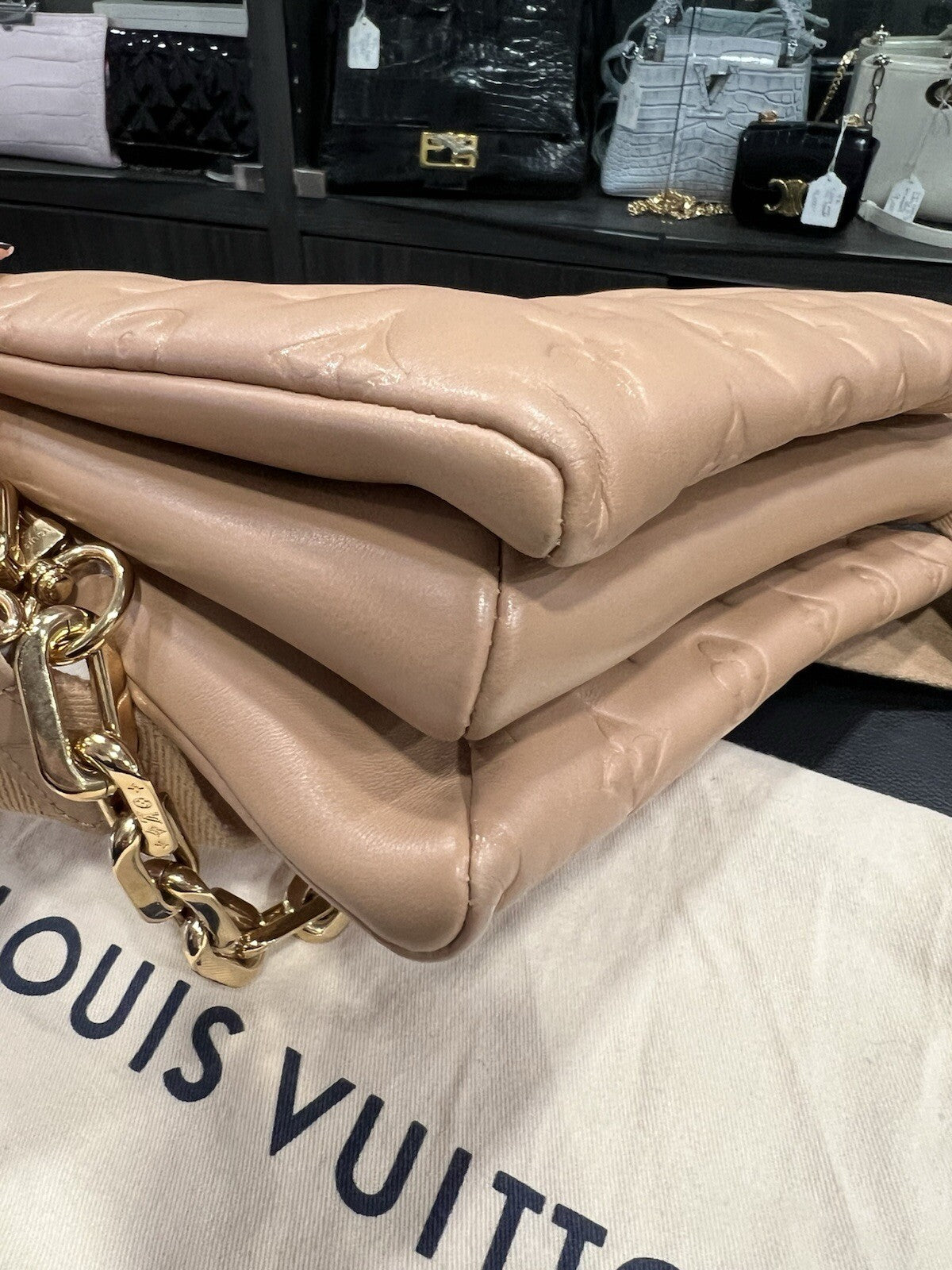 Louis Vuitton Camel Coussin PM W/Duster