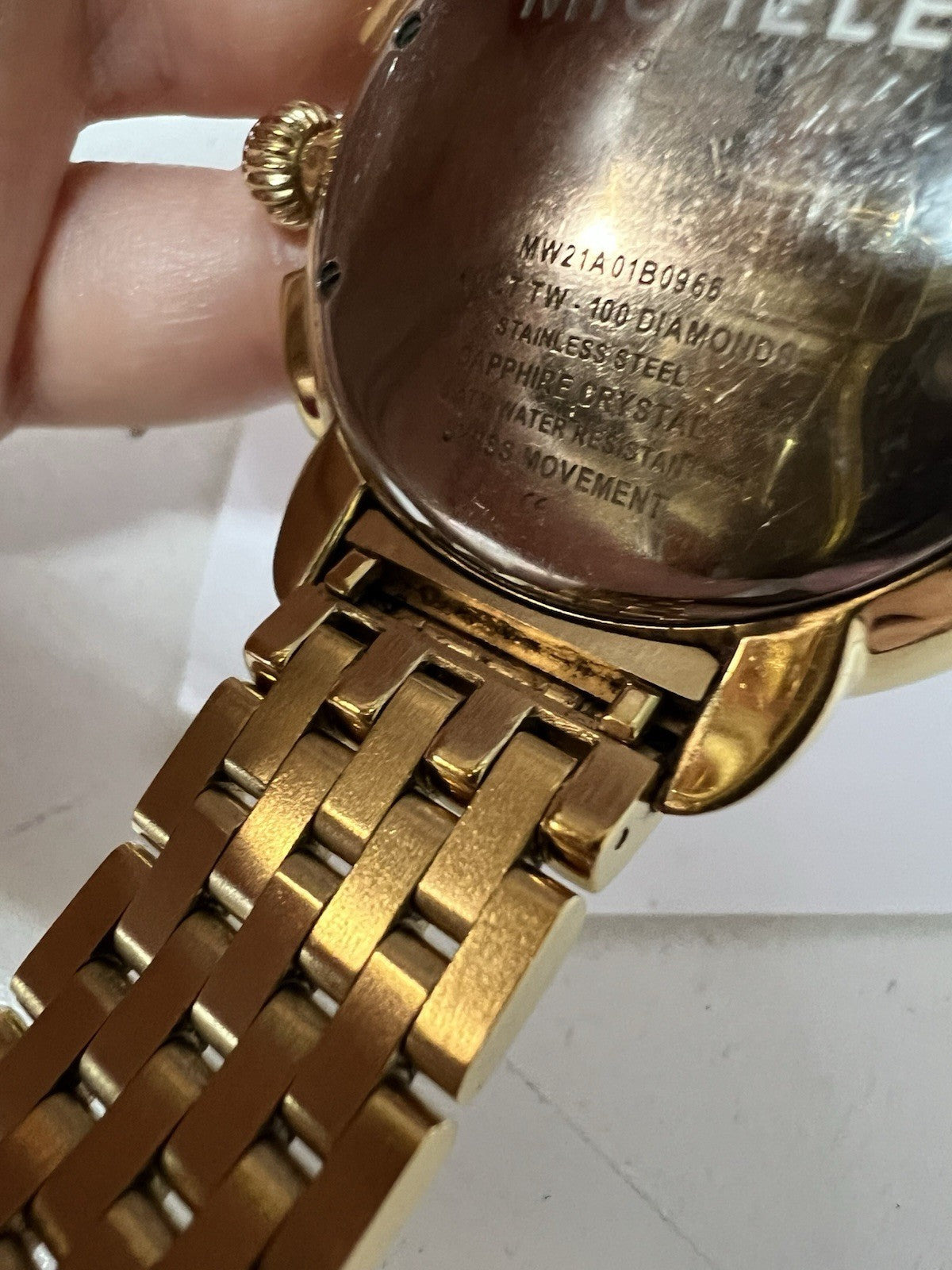 Michele 18k Gold Plated Diamond Bezel Chronograph MW21A01B0968