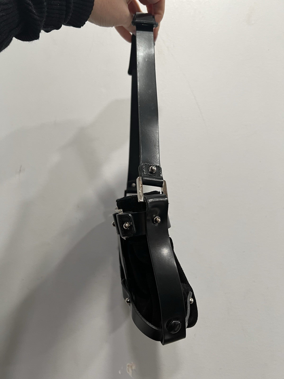 Salvatore Ferramao Gancino Nubuck Baguette Shouler Bag