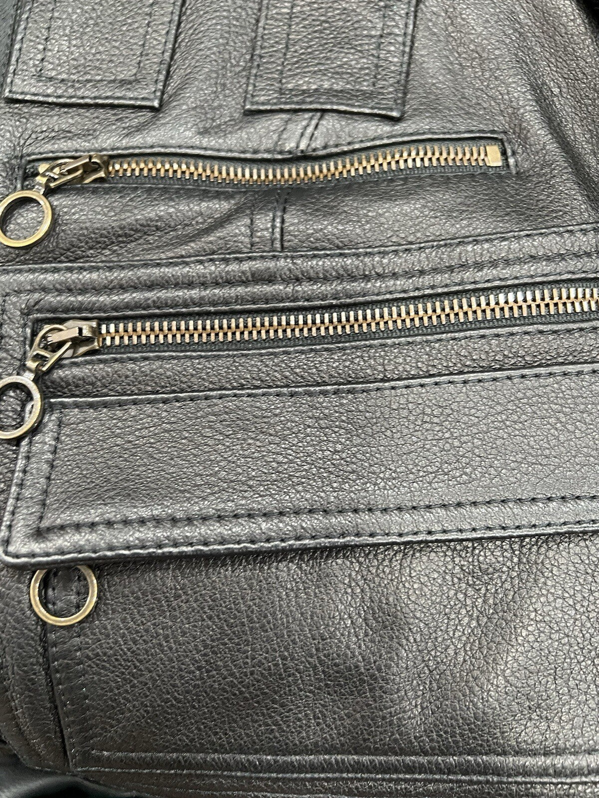 Tod's Women's Black Leather Pilot Leather Jacket Size XS Retail $4k