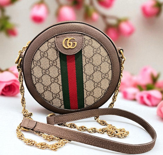 Gucci Ophidia Mini Round Bag With Authenticity