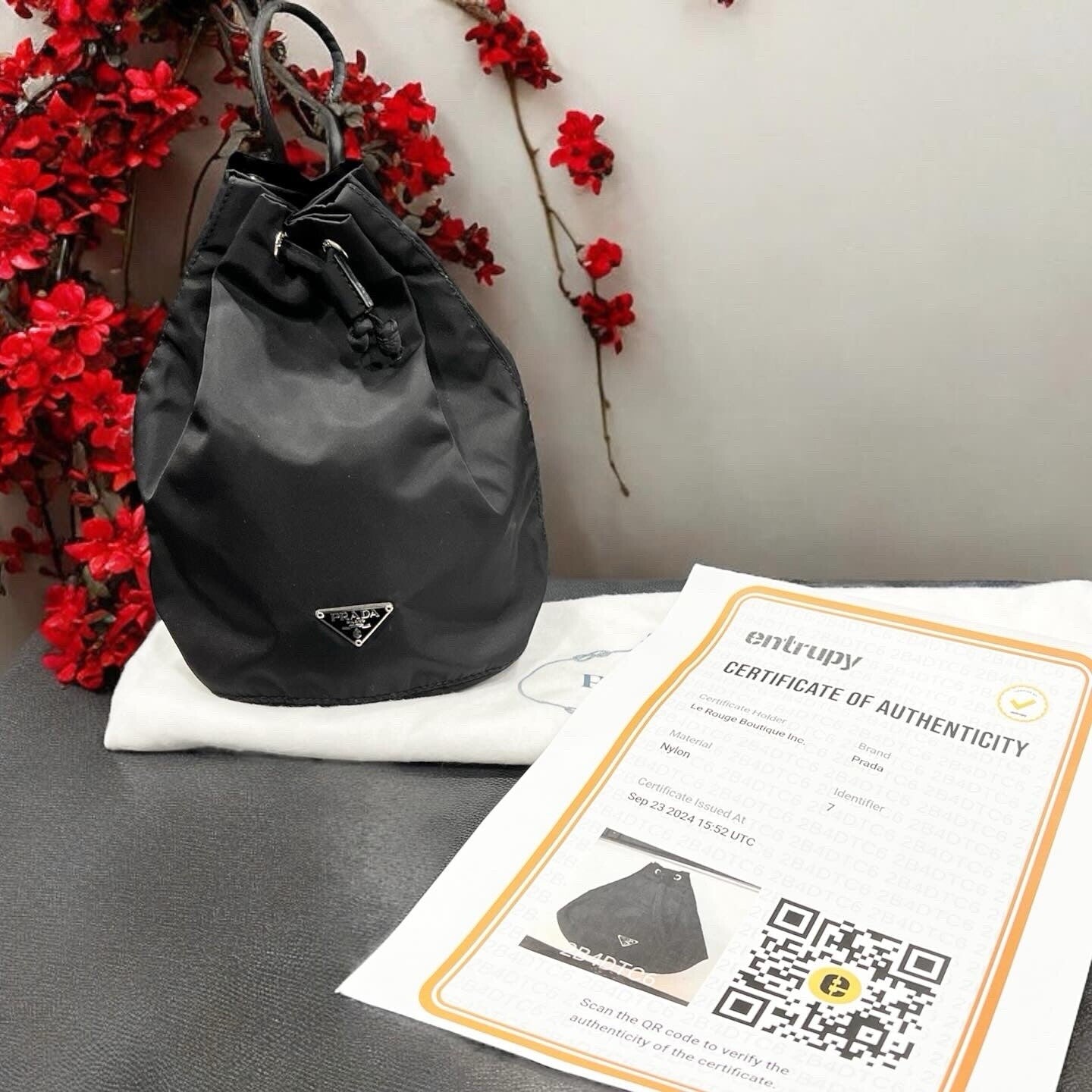 Prada Vintage Vela Wristlet Pouch With Certificate Of Authenticity