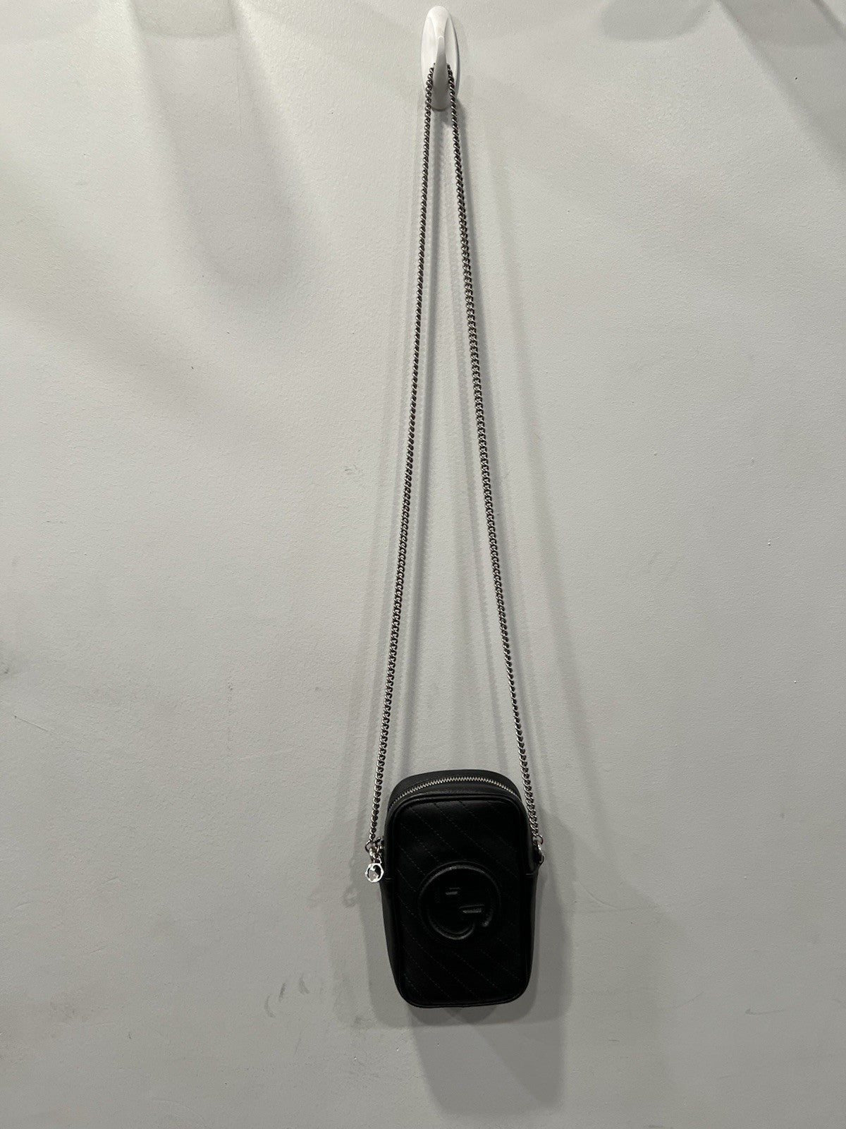 Gucci Mini Blondie Vertical Black Chain Bag With Authenticity