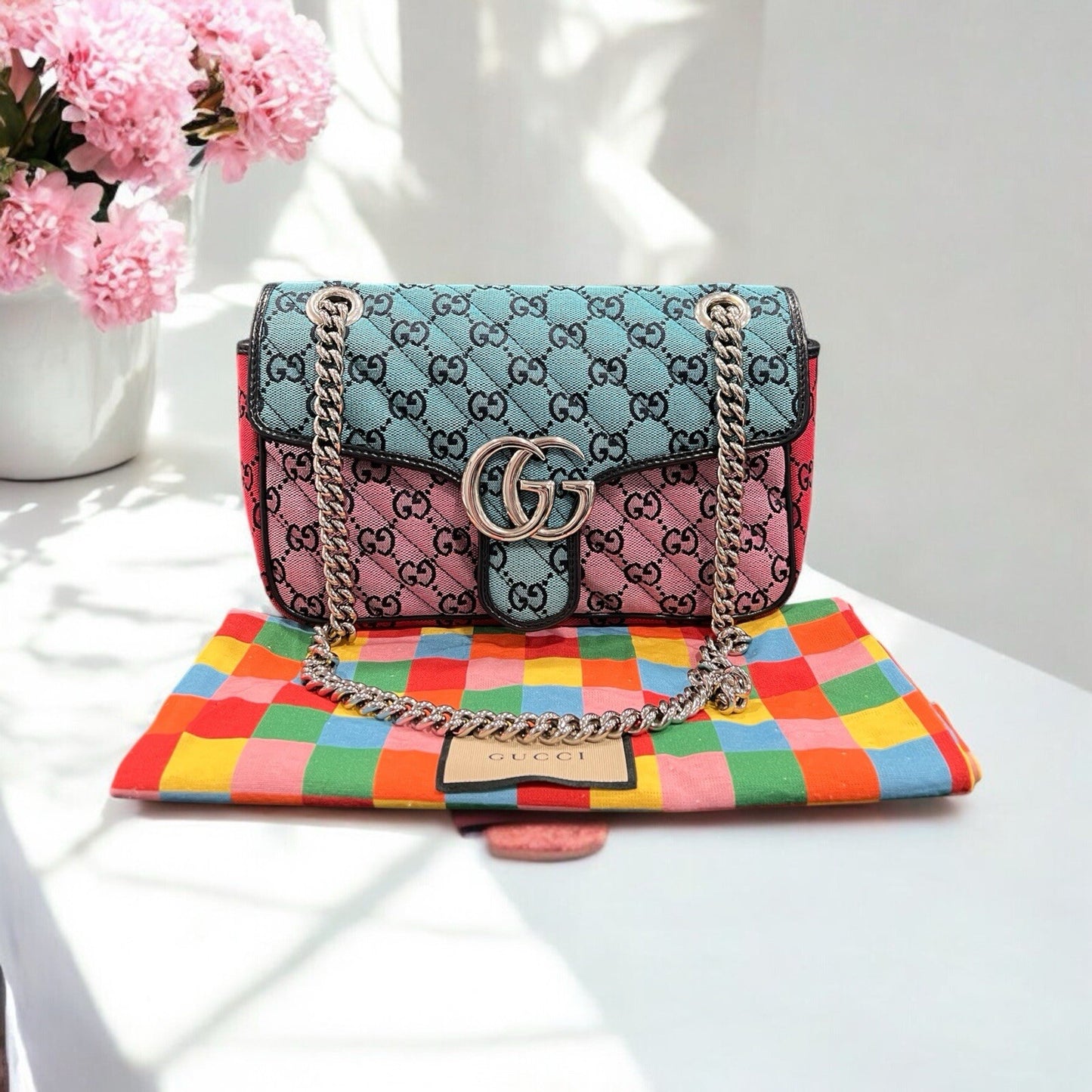 Gucci GG Marmont Flap Bag Diagonal Quilted GG Canvas Small LTD ED.
