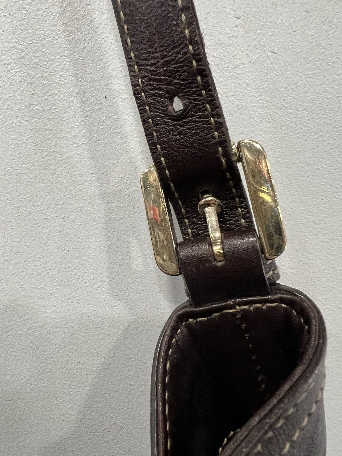 Gucci Leather Medium Britt Dark Brown Shoulder Bag With Authenticity