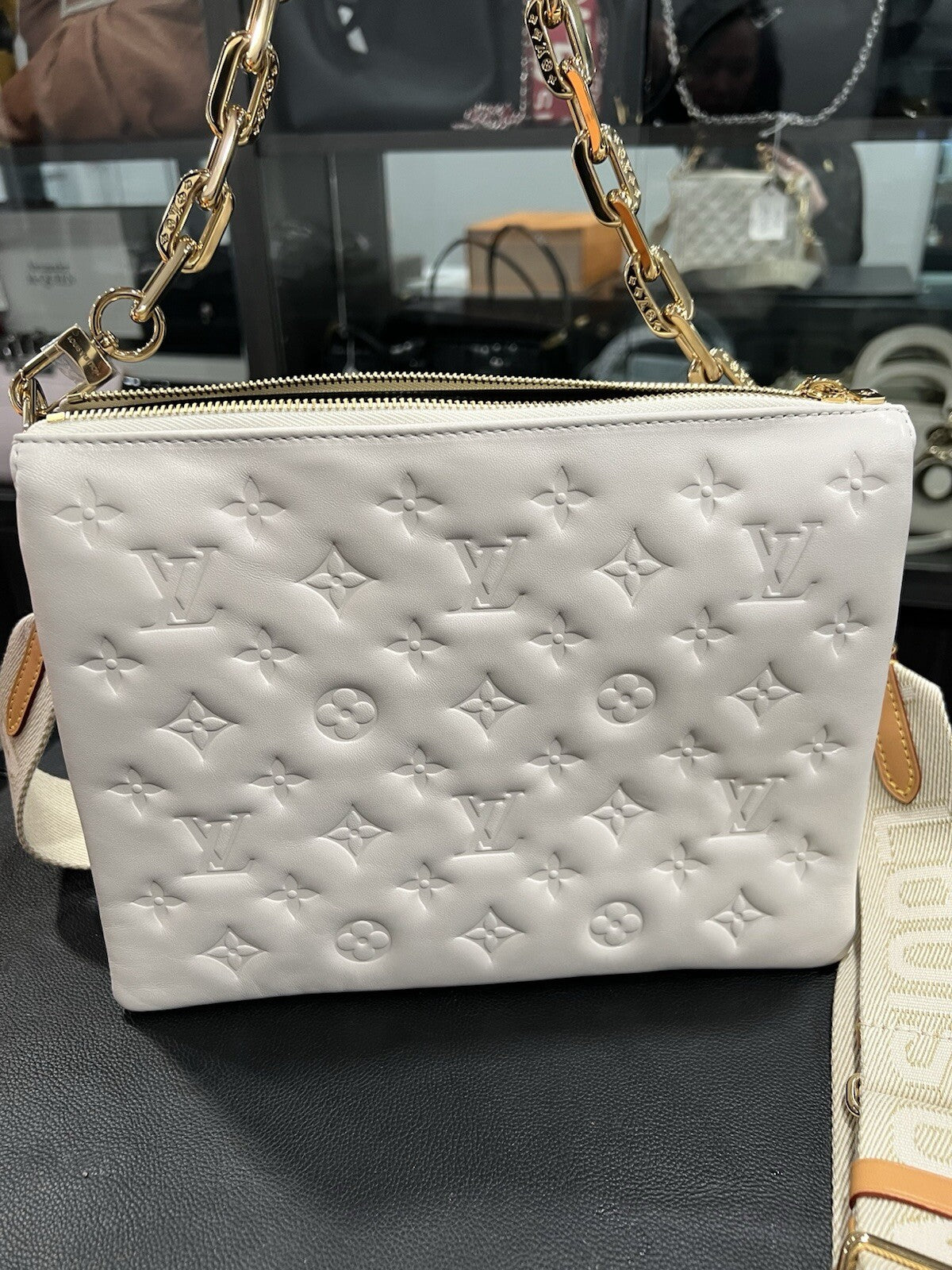 Louis Vuitton Cream Coussin PM Box Duster & Tags