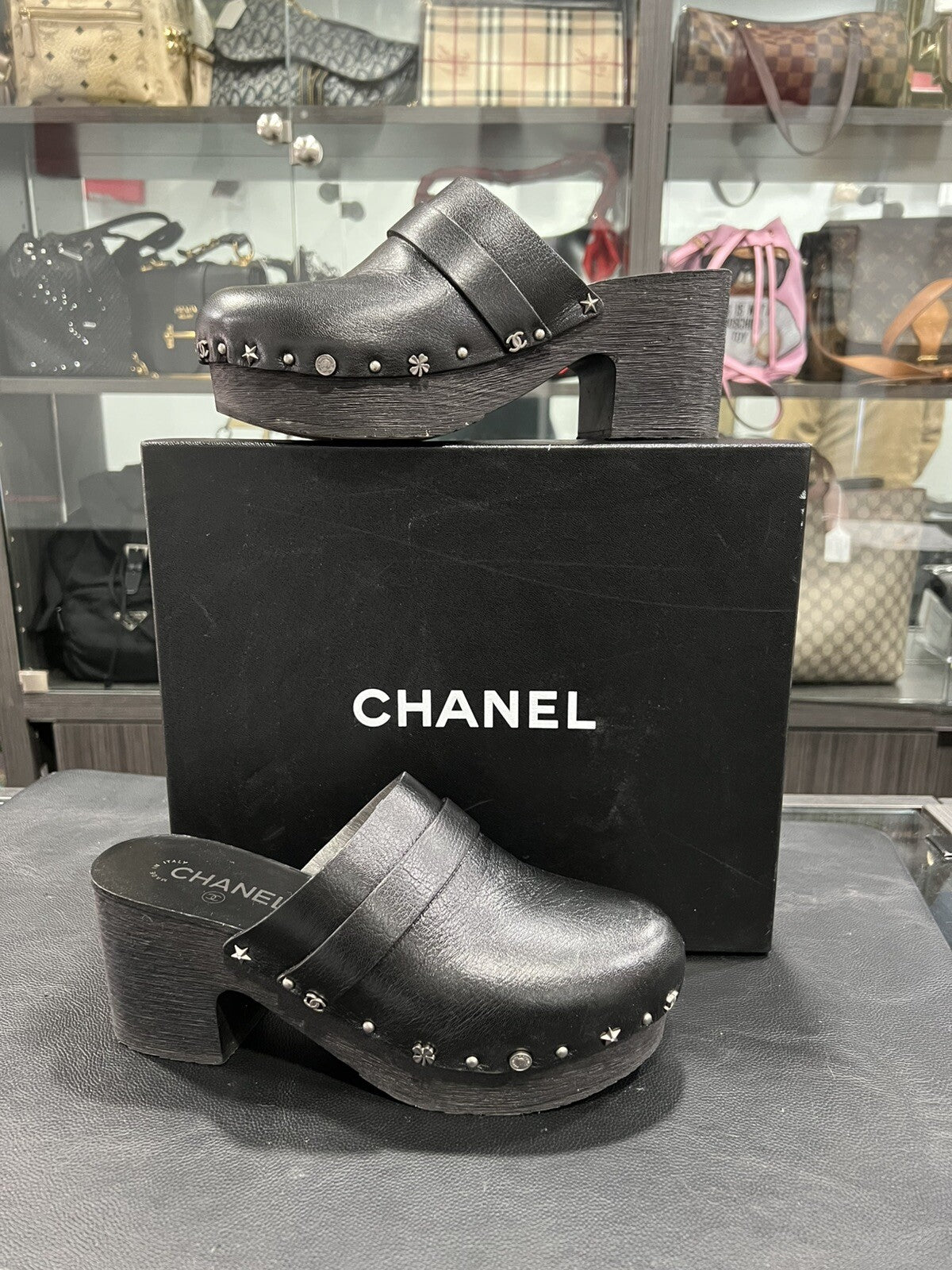 Chanel Lucky Charms Leather Clogs Size 40/US10