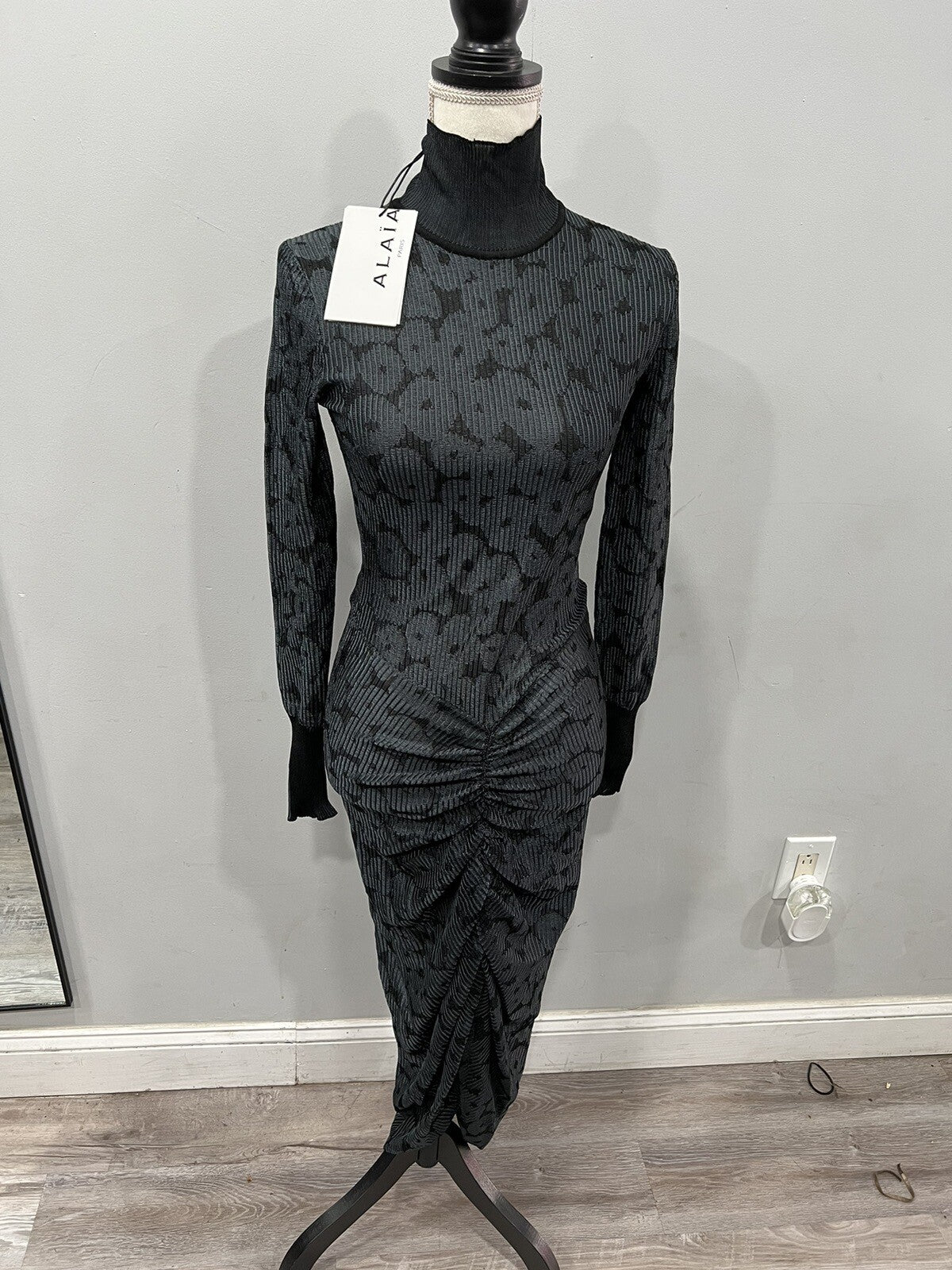 ALAIA Crinoline Jacquard Draped Dress Size 38/M NWT (Retail $2810)