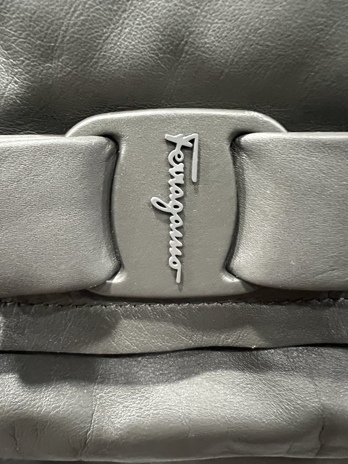 Ferragamo Leather Padded Viva Bow Shoulder Bag