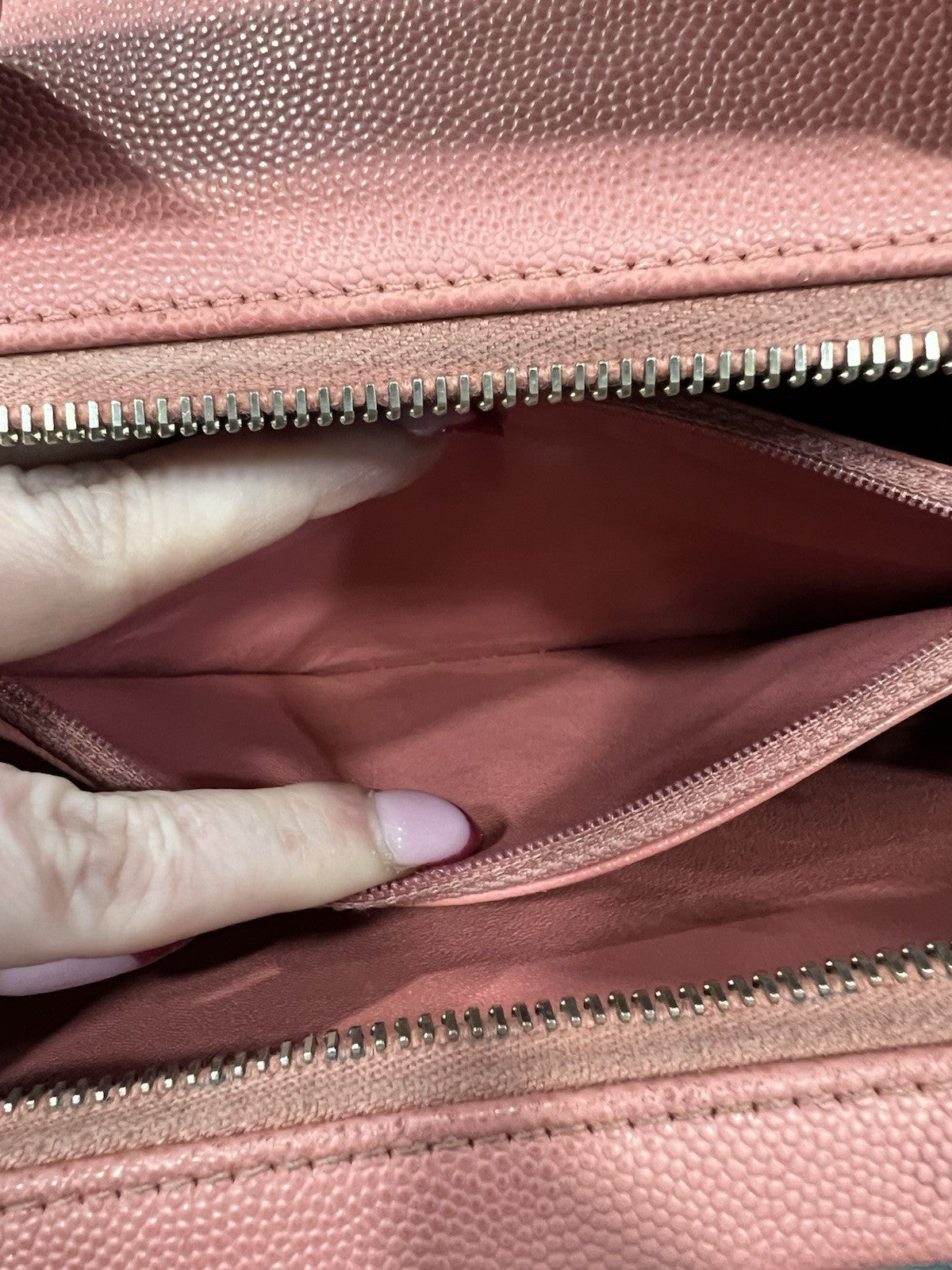 Chanel Pink Filigree Vanity Case With Authenticity