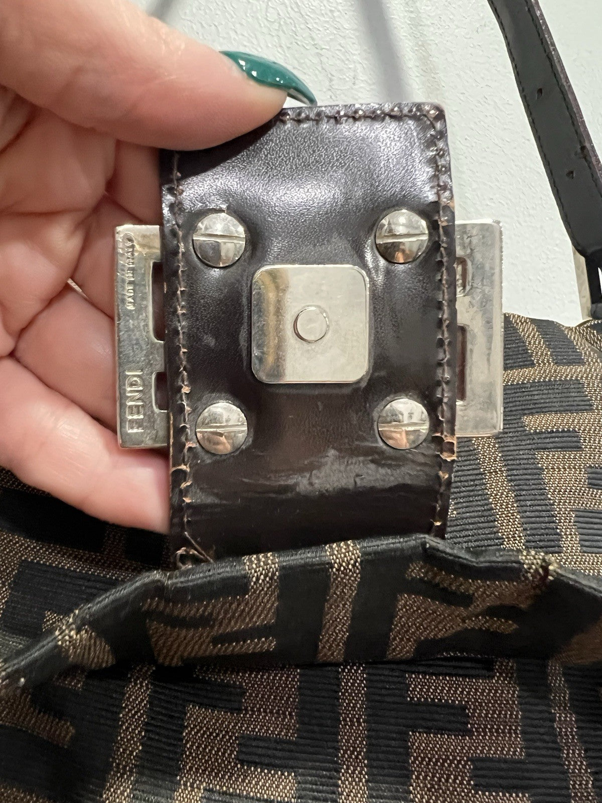Fendi Zucca FF Mama Baguette Shoulder Bag With Authenticity